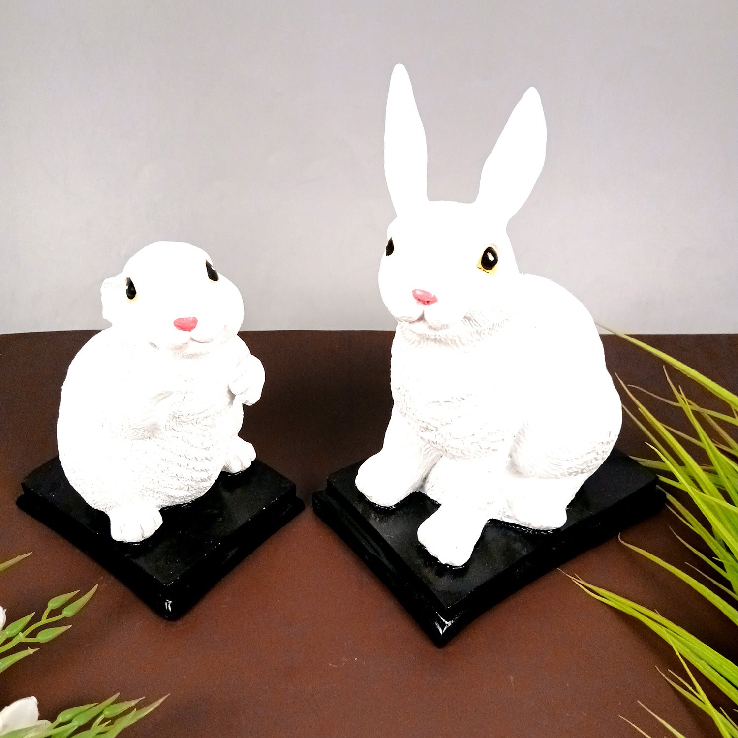 Rabbit Showpiece Set | Cute Bunny Figurines - for Home, Table, Living Room, TV Unit & Garden, Balcony Decor & Gifts - 11 Inch - Apkamart #Style_Pack of 2