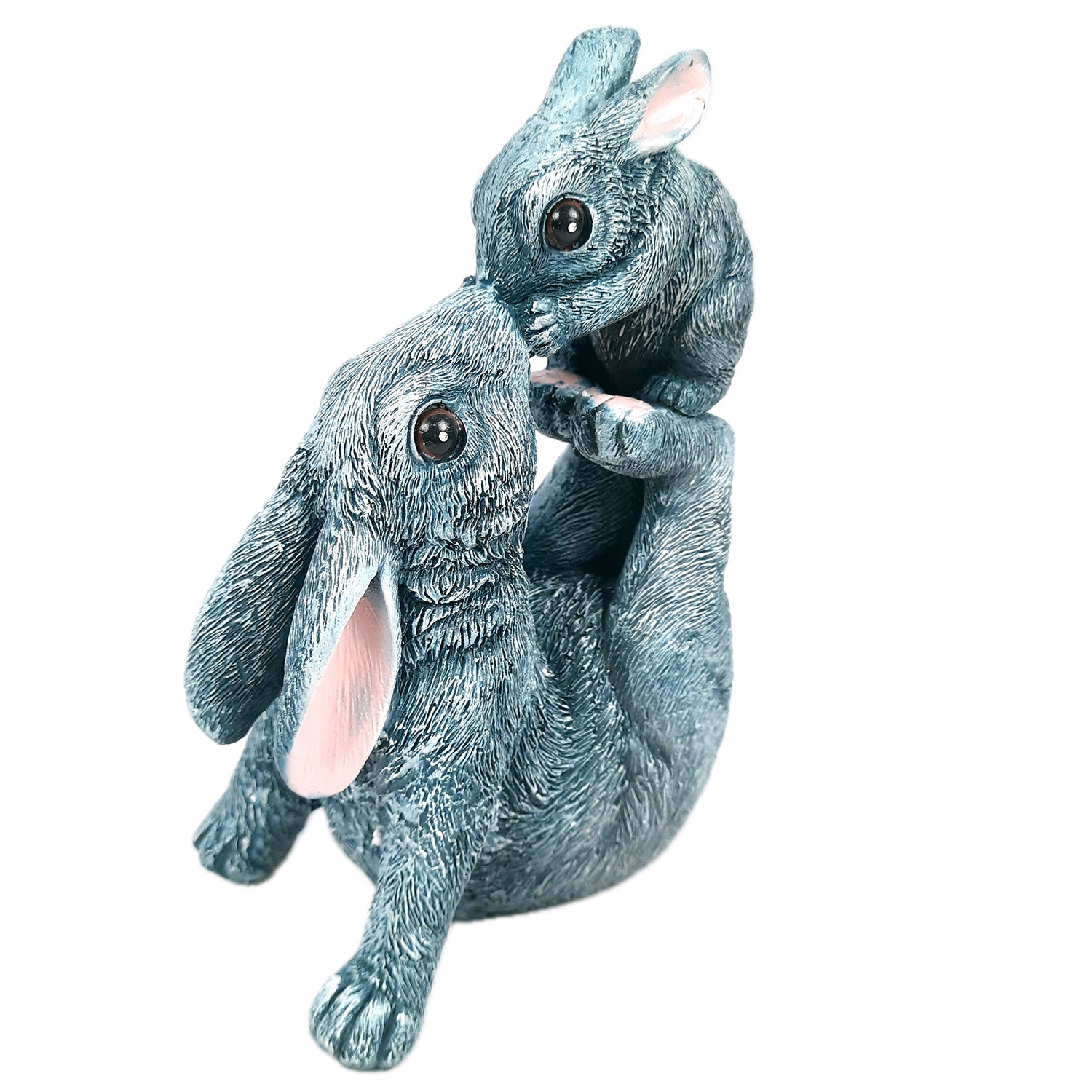 Rabbit Mother with Baby Statue Showpiece | Animal Decorative Figurines - for vastu, Home Decor Balcony Outdoor Indoor Office & Gifts - 10 Inch - Apkamart #Color_Grey