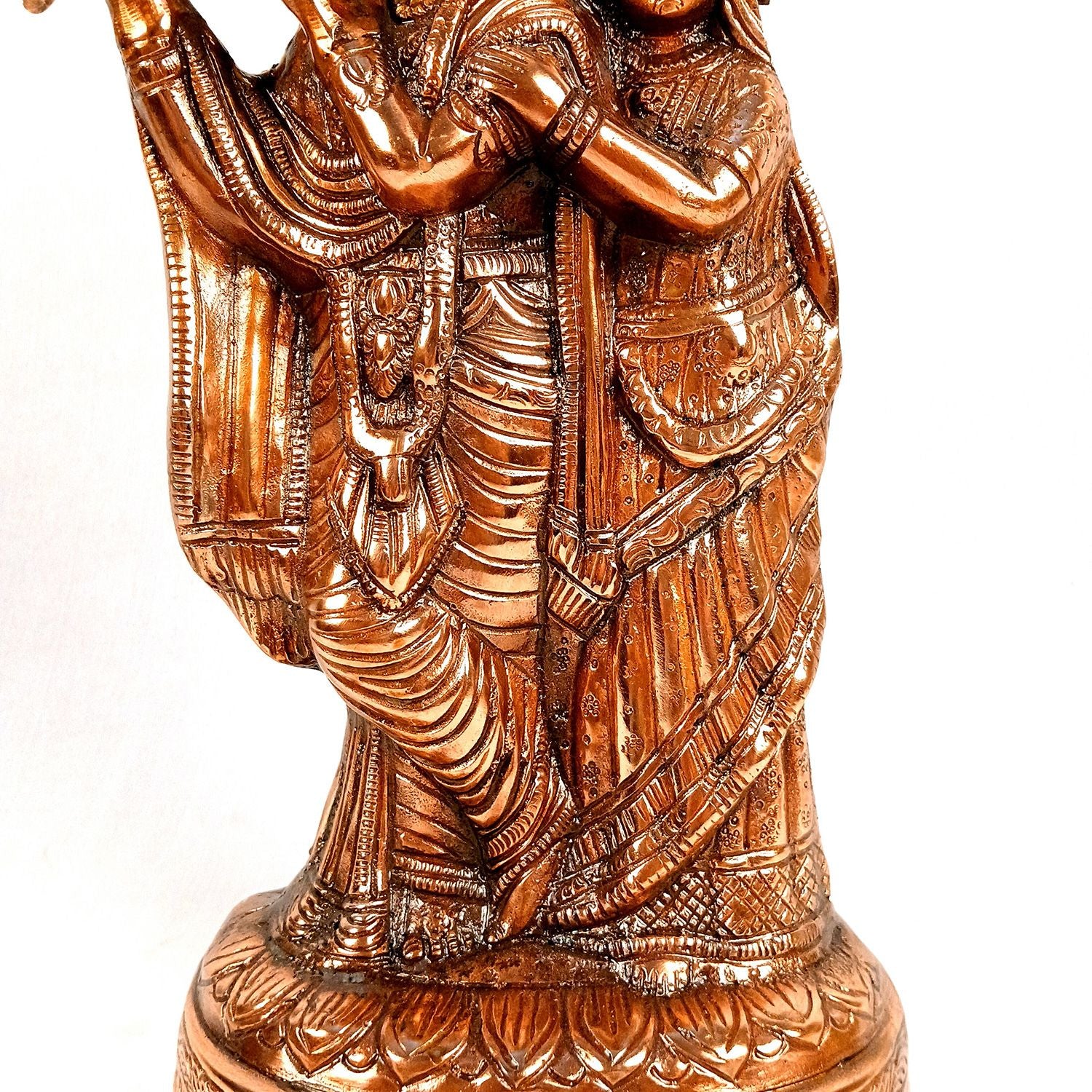Radha Krishna Statue | Shri Radhe Krishna With Cow Idol Murti - for Home, Table, Living Room, Office, Puja , Entrance Decoration & Gifts - 18 Inch - Apkamart