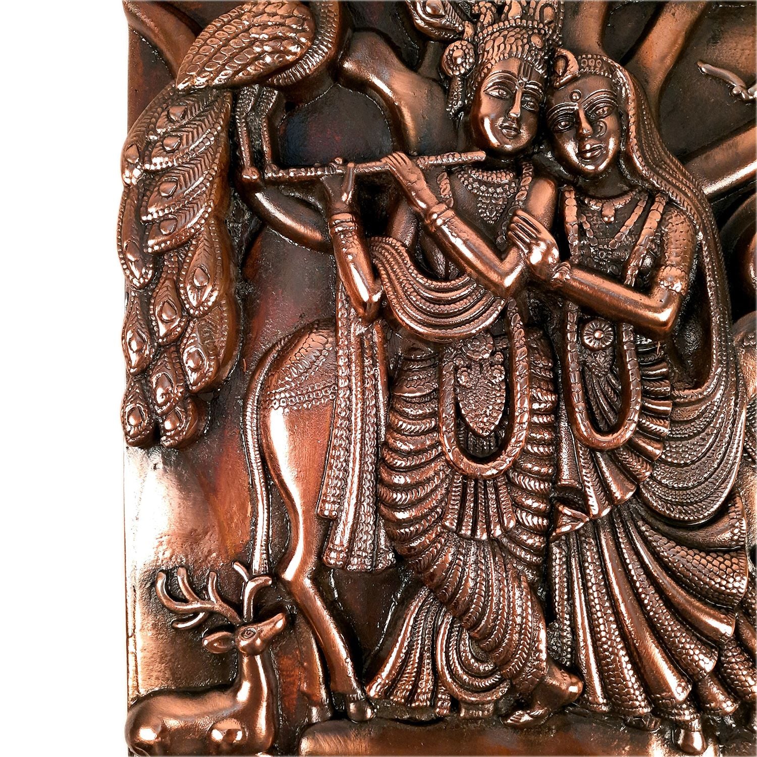 Radha Krishna Wall Hanging Idol | Krishan Playing Flute With Cow Wall Art - for Home, Living Room, Office, Puja, Entrance Decoration, Wedding Gift - 18 Inch - Apkamart #Size_18 Inch