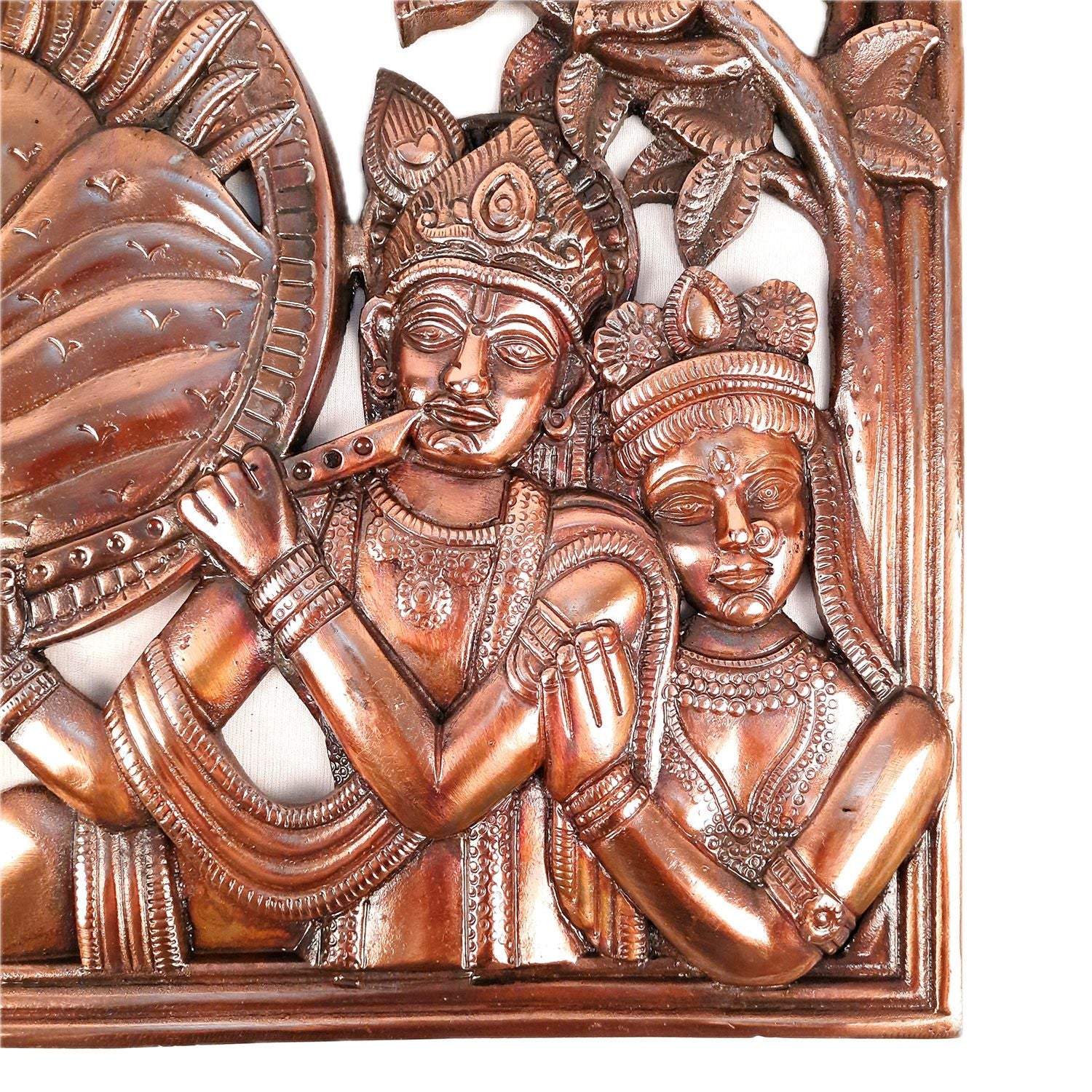 Radha Krishna Wall Hanging Statue | Shri Krishna Playing Flute With Radha Wall Idol - for Home, Living Room, Office, Puja, Entrance Decora & Gifts - 14 Inch - Apkamart