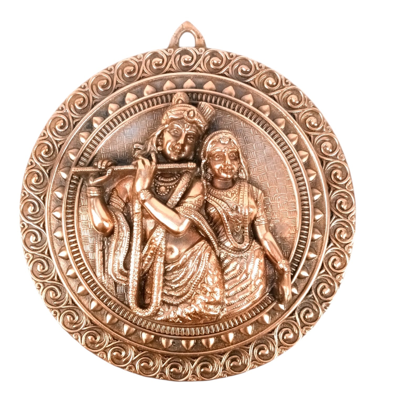 Radha Krishna Wall Hanging – Copper, 16 Inch - Apkamart