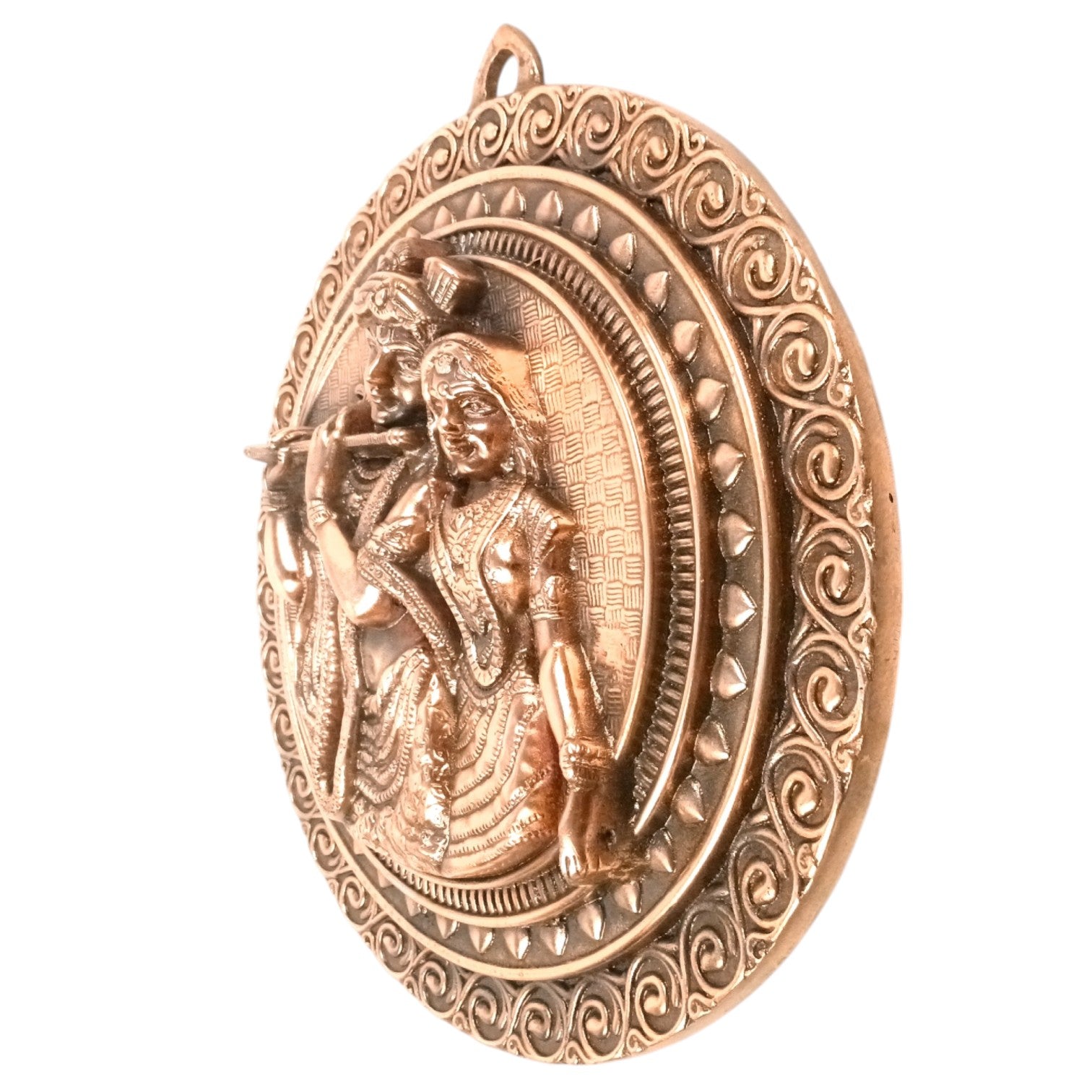 Radha Krishna Wall Hanging – Copper, 16 Inch - Apkamart