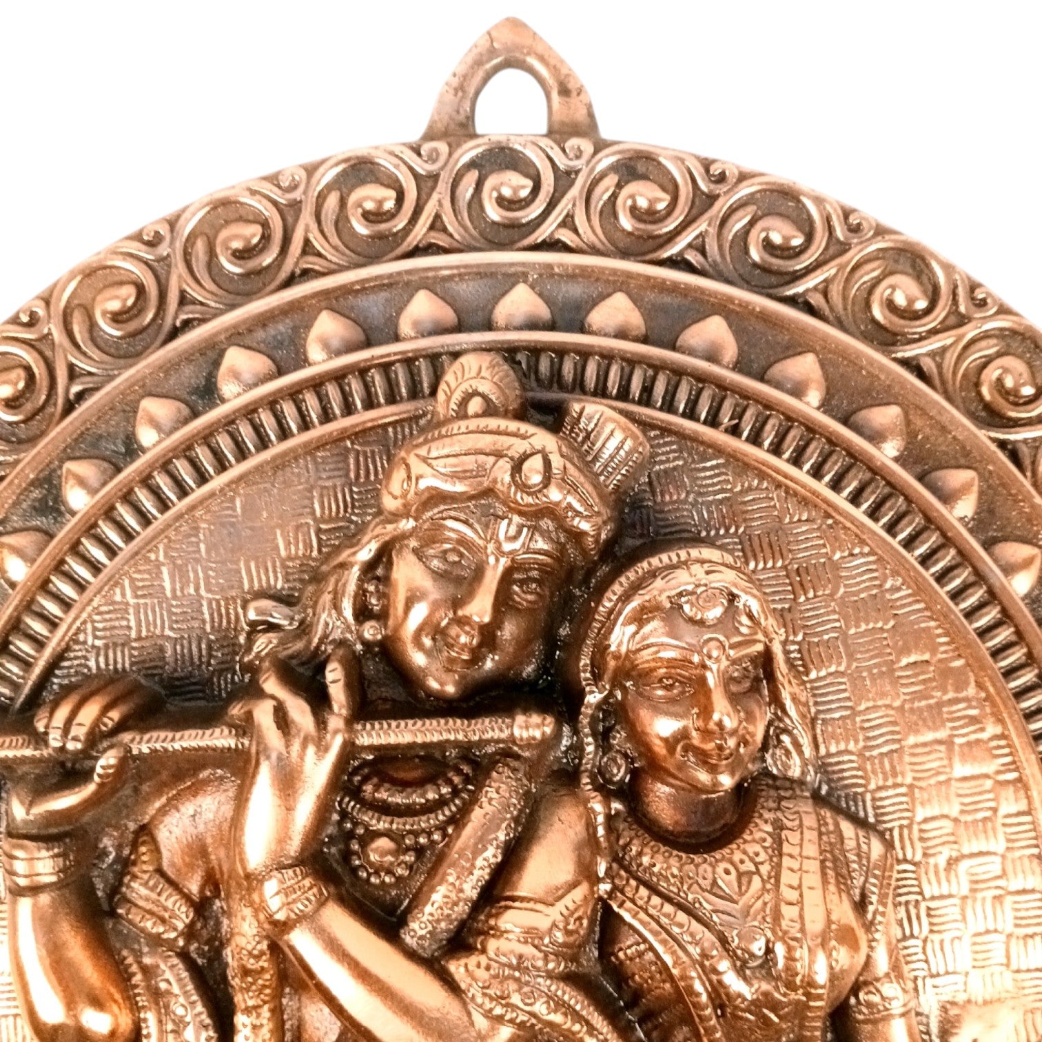 Radha Krishna Wall Hanging – Copper, 16 Inch - Apkamart