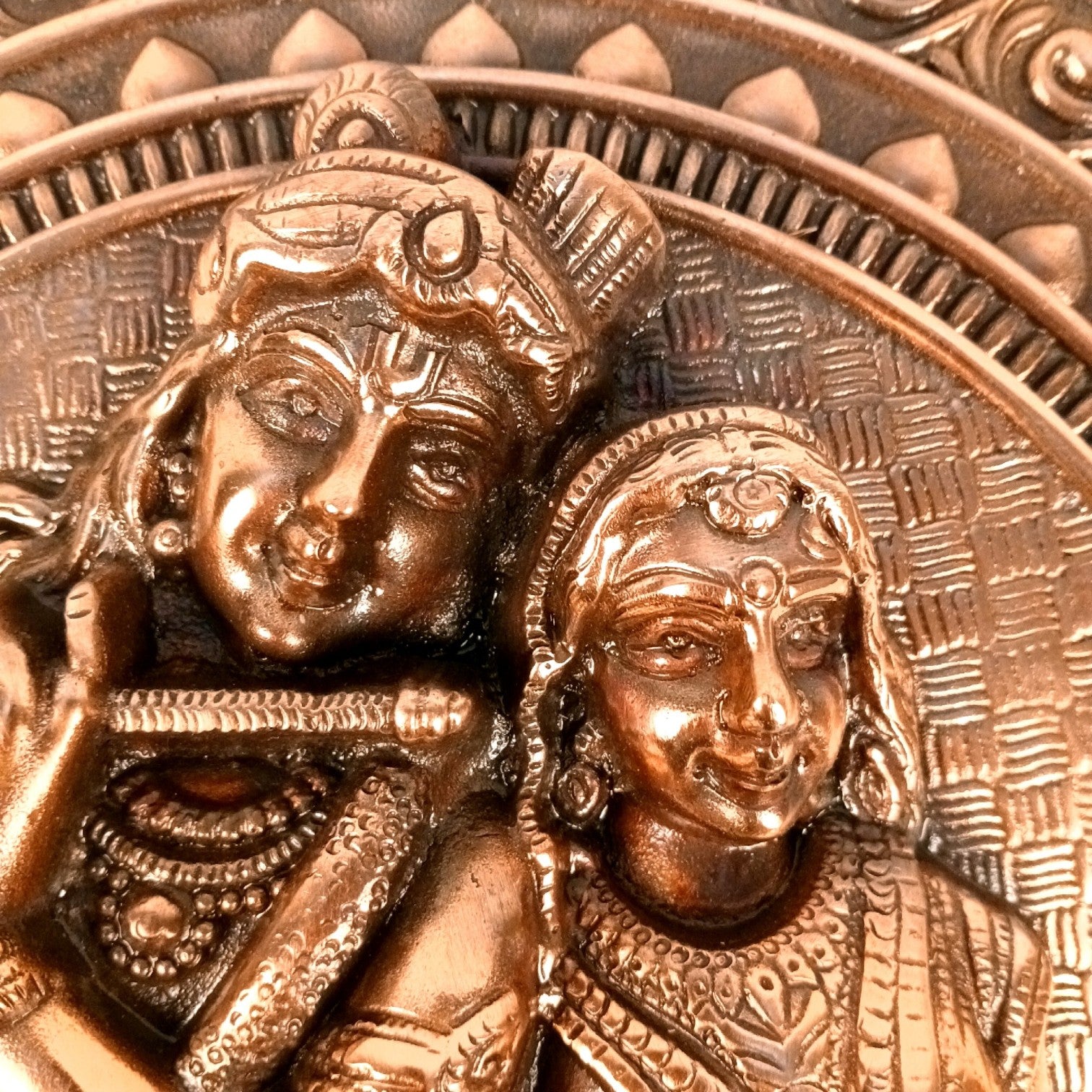 Radha Krishna Wall Hanging – Copper, 16 Inch - Apkamart