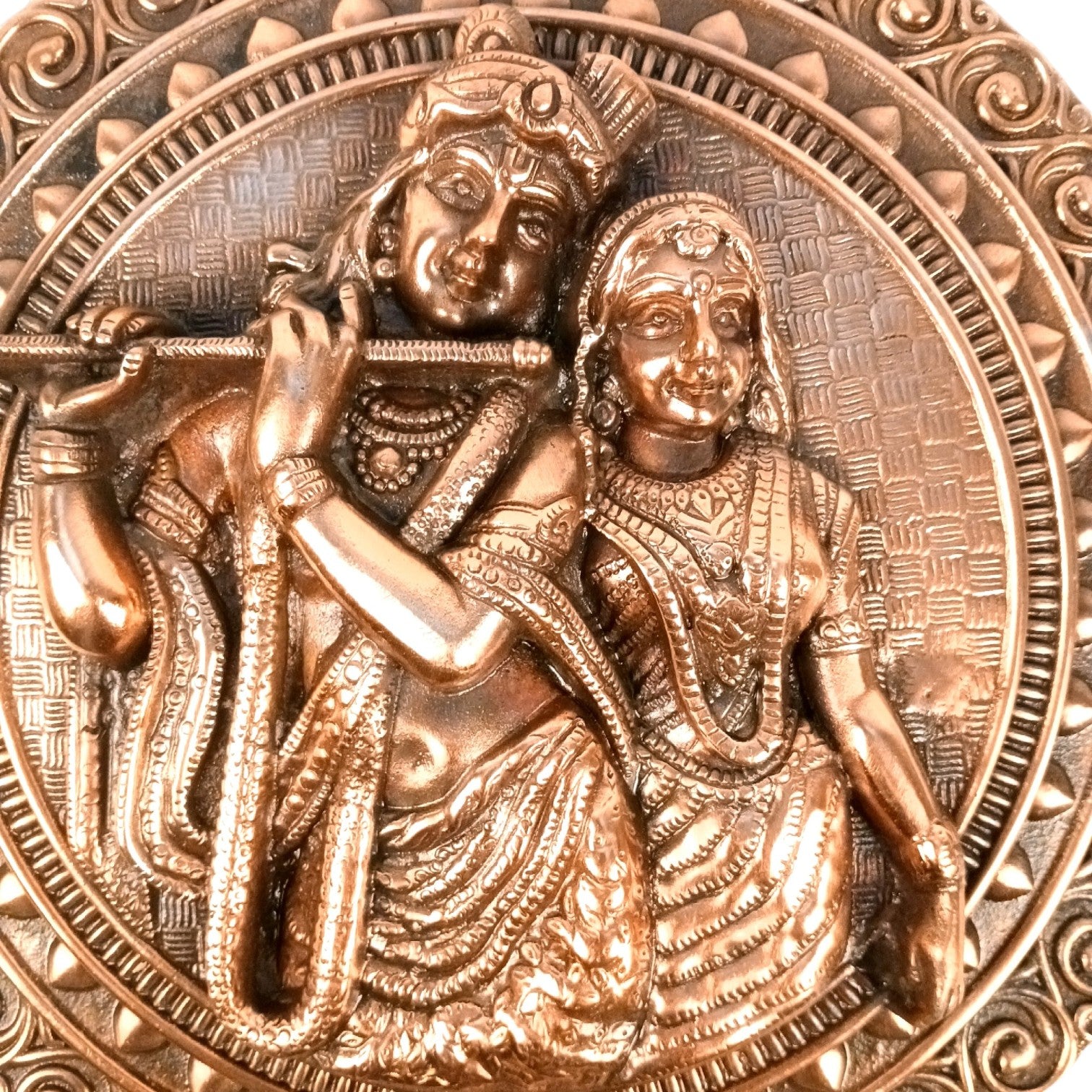 Radha Krishna Wall Hanging – Copper, 16 Inch - Apkamart