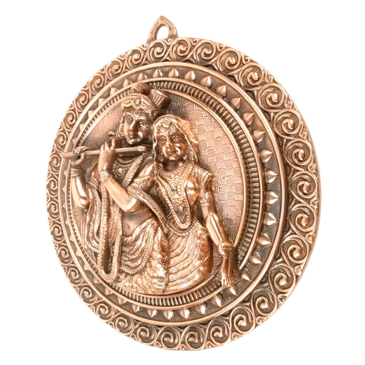 Radha Krishna Wall Hanging – Copper, 16 Inch - Apkamart