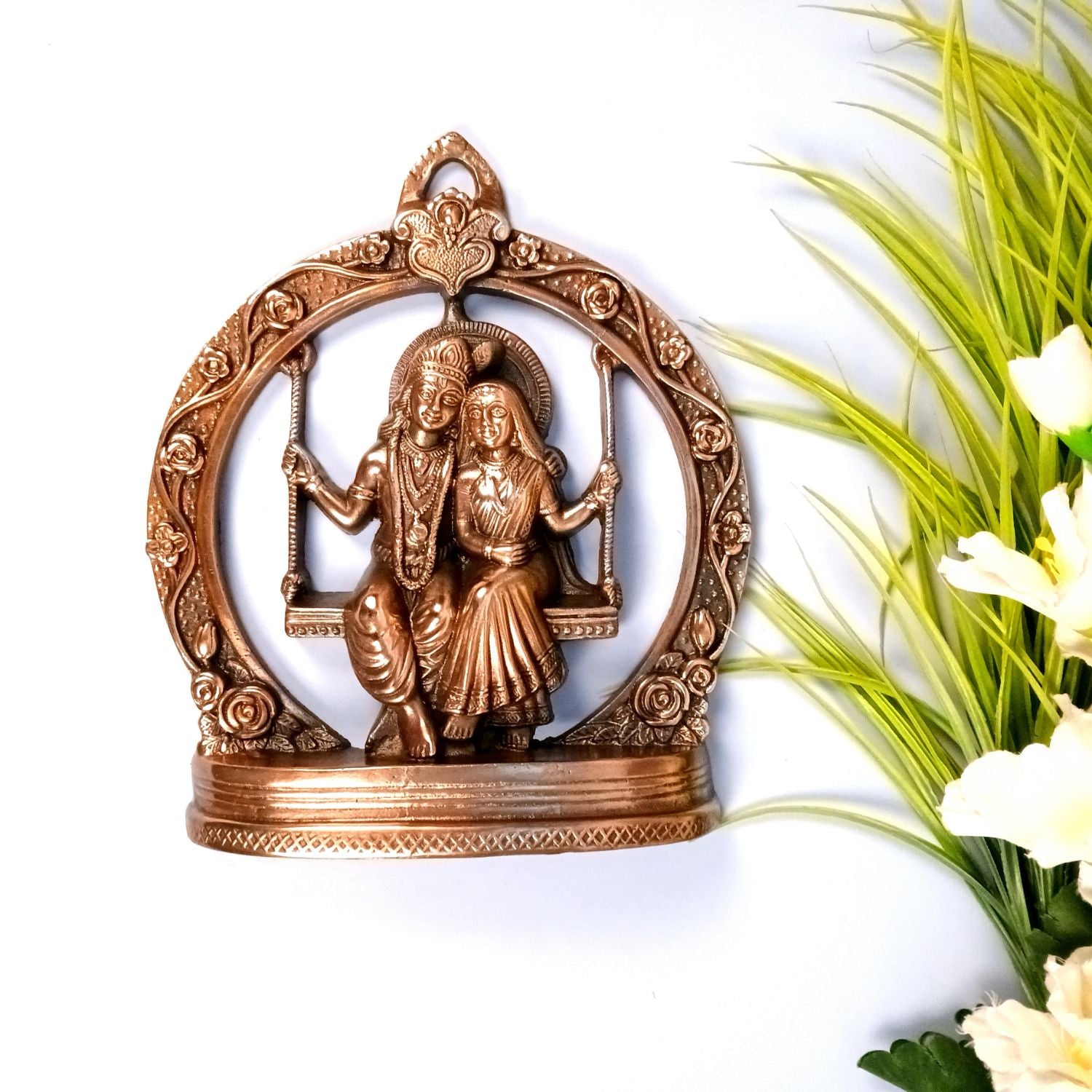 Radha Krishan on Swing Wall Hanging Showpiece | Decorative Idol | Tabletop & Wall Decor for Home | Spiritual Handicraft Gift Festivals - 12 Inch - Apkamart