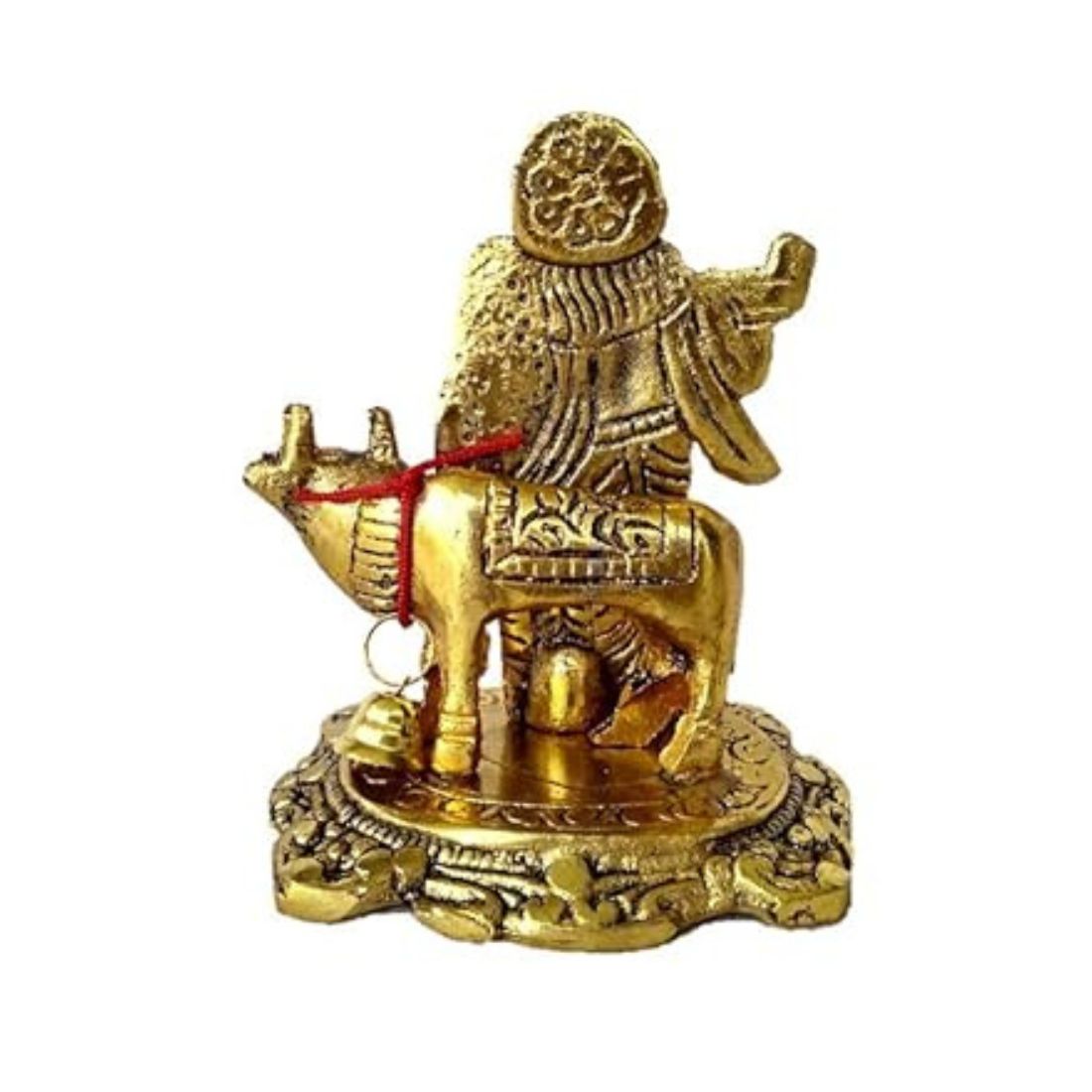 Radha Krishna Statue | Shri Radhe Krishna With Cow Idol Murti - for Home, Table, Living Room, Office, Puja , Corner Decor & Gifts - 3 Inch - Apkamart