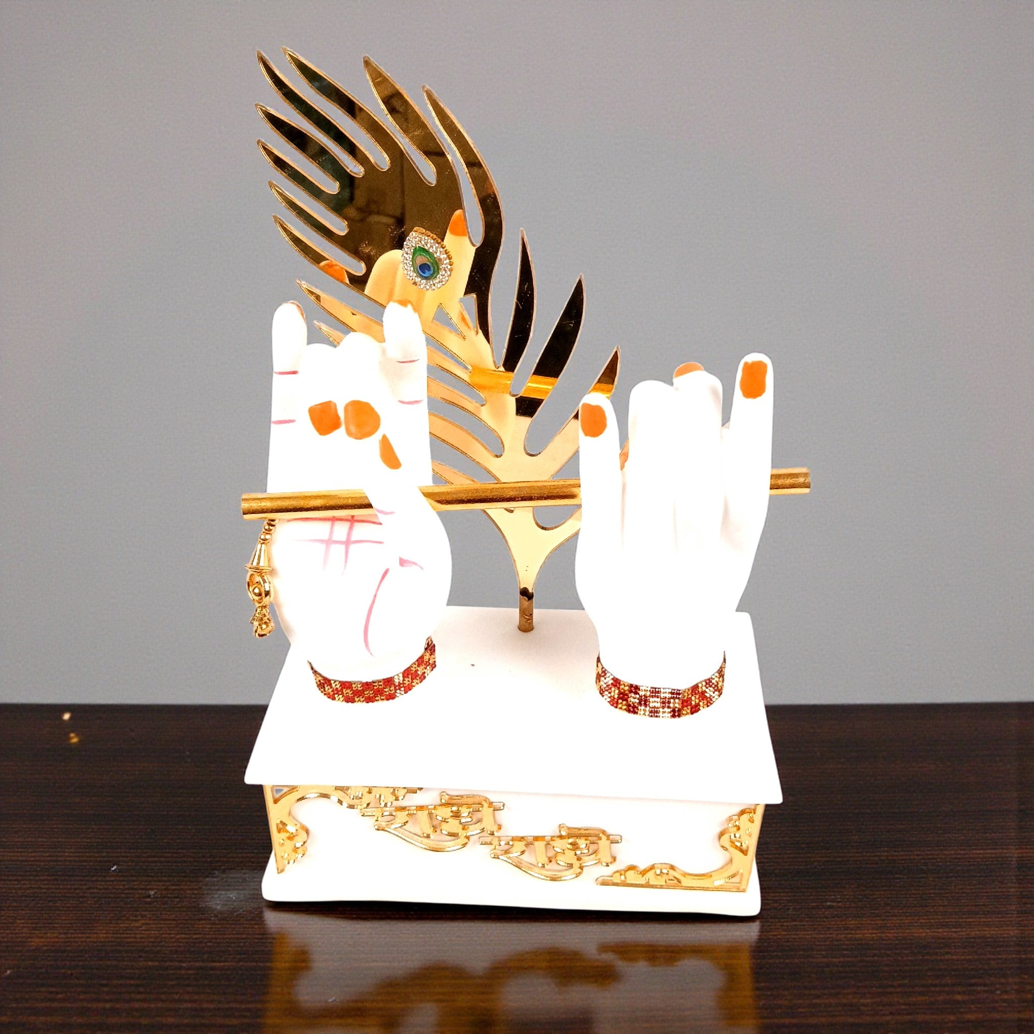 Radha Krishna Hand Statue with Flute Showpiece | Radha Krishna Statue Murti - for Home, Living Room, Office, Entrance Decor & Gifts - 12 Inch - Apkamart