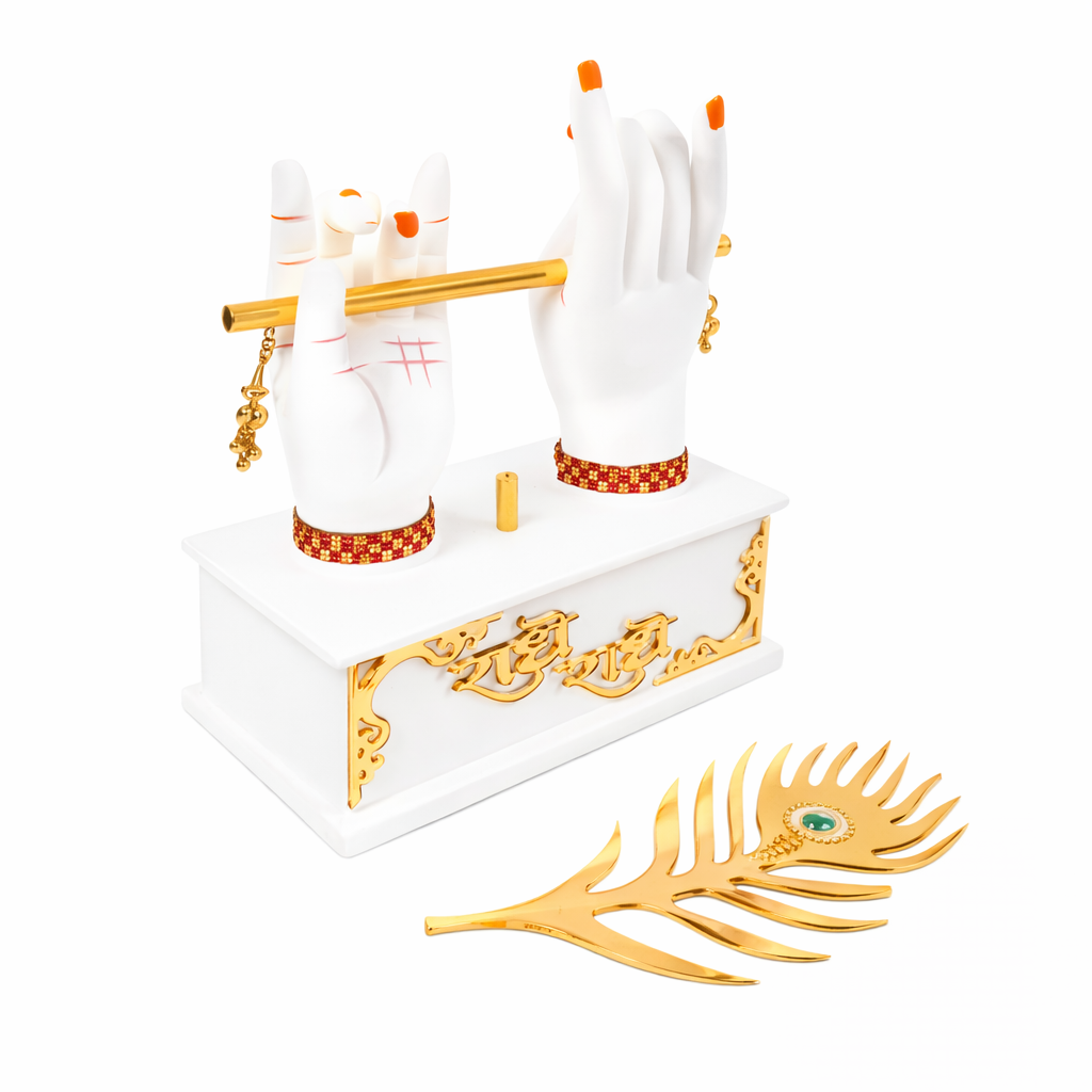 Radha Krishna Hand Statue with Flute Showpiece | Radha Krishna Statue Murti - for Home, Living Room, Office, Entrance Decor & Gifts - 12 Inch - Apkamart