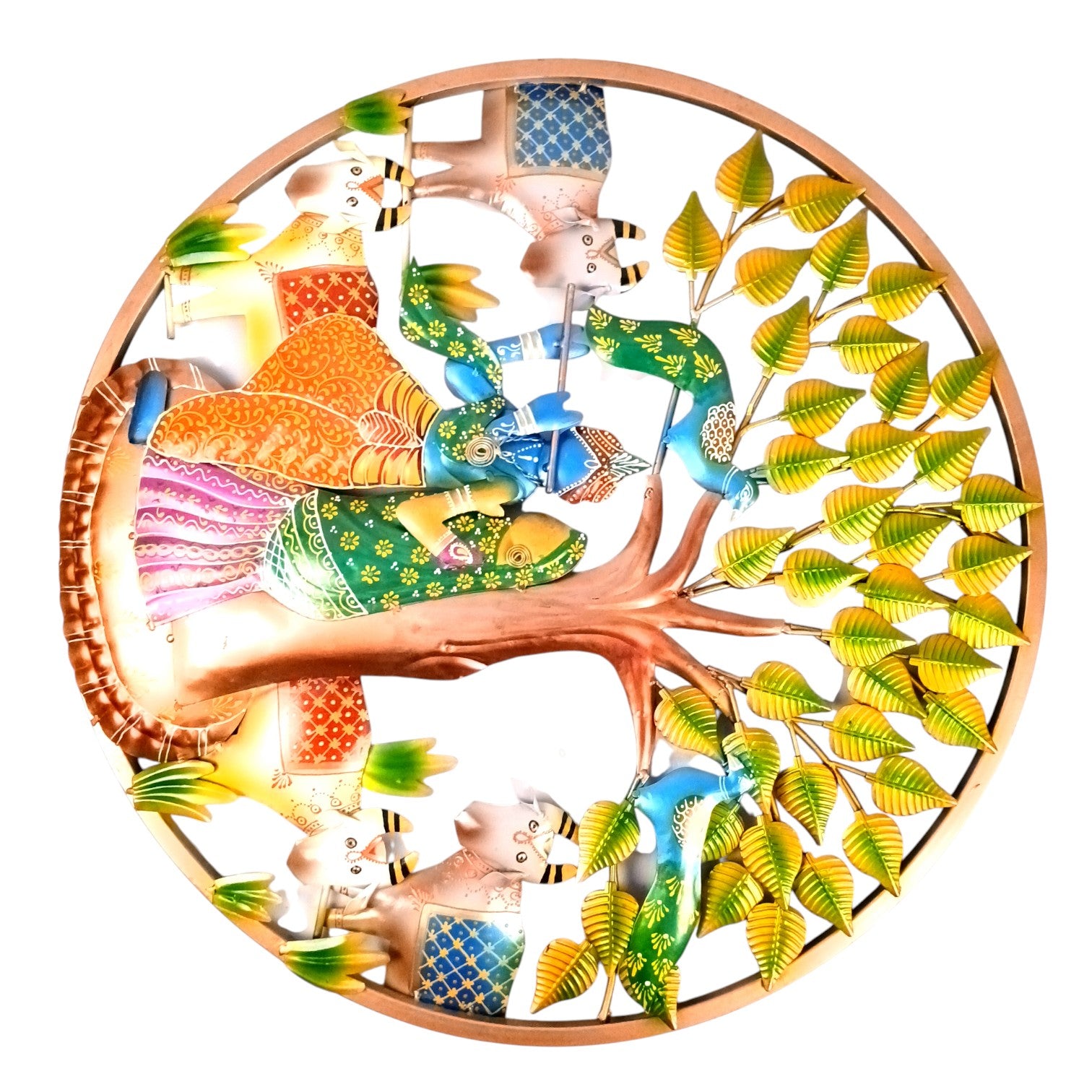 Radha Krishna Wall Hanging with LED Light | Decorative Spiritual Wall Art for Living Room,  Bedroom & Temple | Traditional Home Decor & Gift Item - 24 Inch - Apkamart