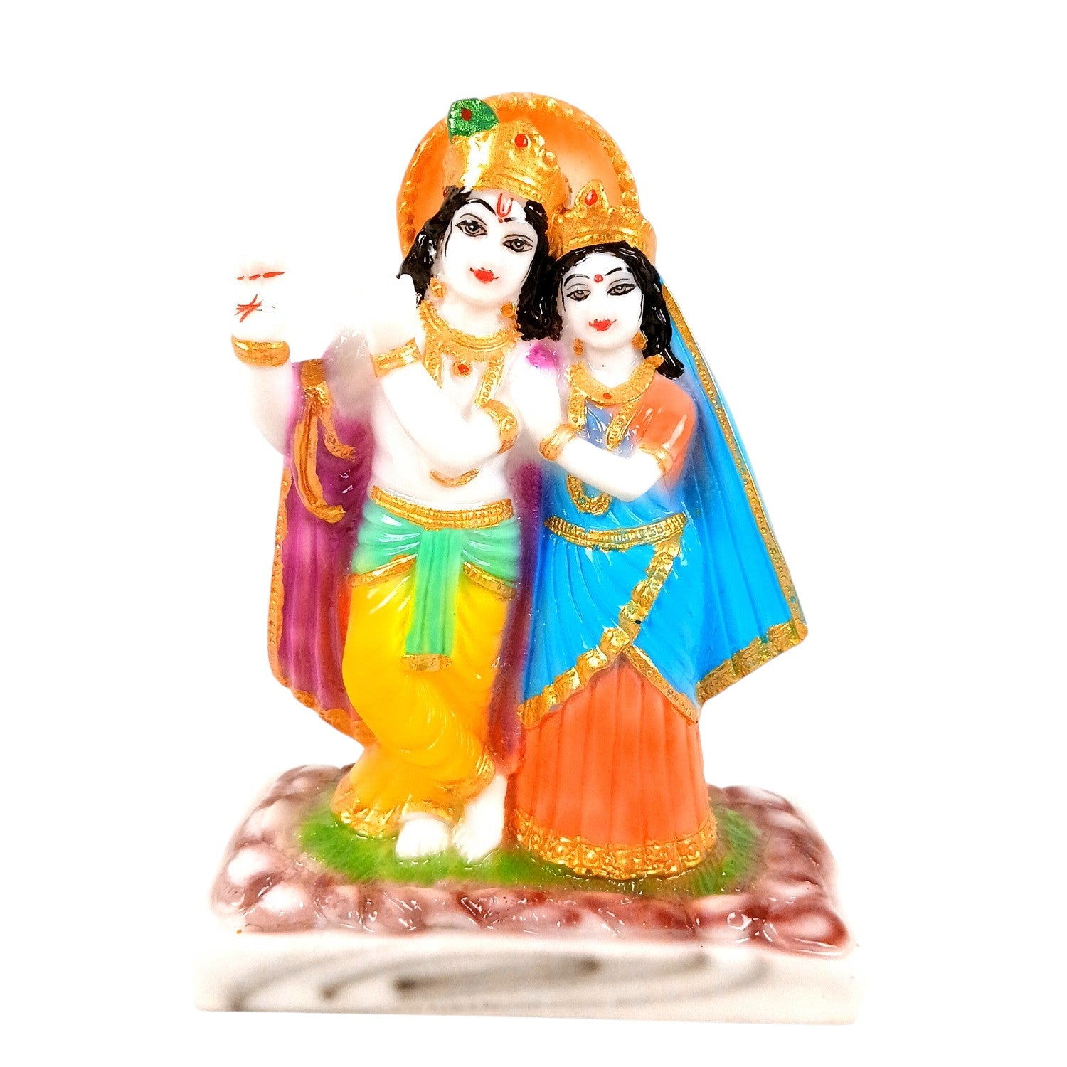 Radha Krishna Statue | Radhe Krishna Idol for Home, Pooja Room & Vastu | Religious Table Decor Showpiece & Diwali Gift | Housewarming, Festival Gifting - 8 Inch - Apkamart