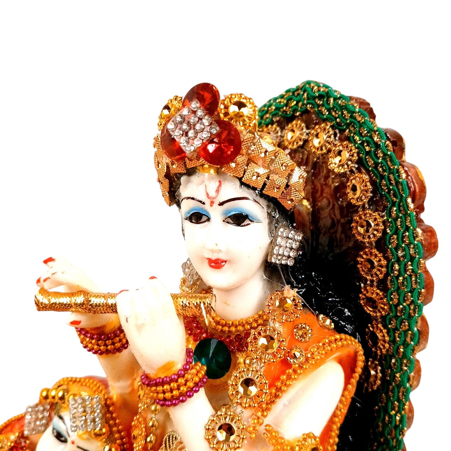 Radha Krishna Statue | Radhe Krishna Idol Sitting on Boat for Home, Pooja Room & Vastu | Religious Table Decor Showpiece & Diwali Gift - 12 Inch - Apkamart
