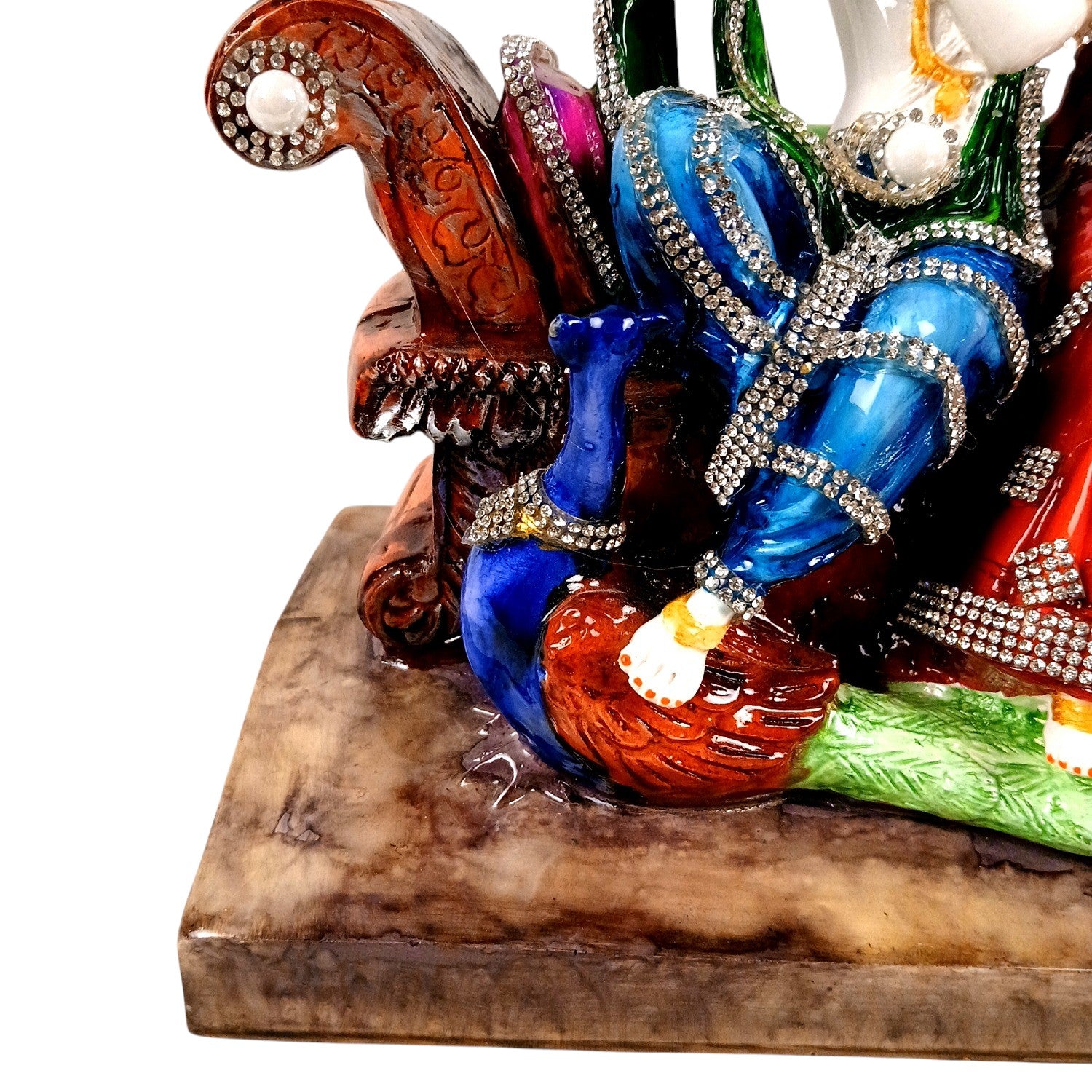 Radha Krishna Statue Sitting on Sinhasan | Radhe Krishna Idol with Flute for Home, Festive Decor, Pooja Room & Vastu Decor - 9 Inch - Apkamart