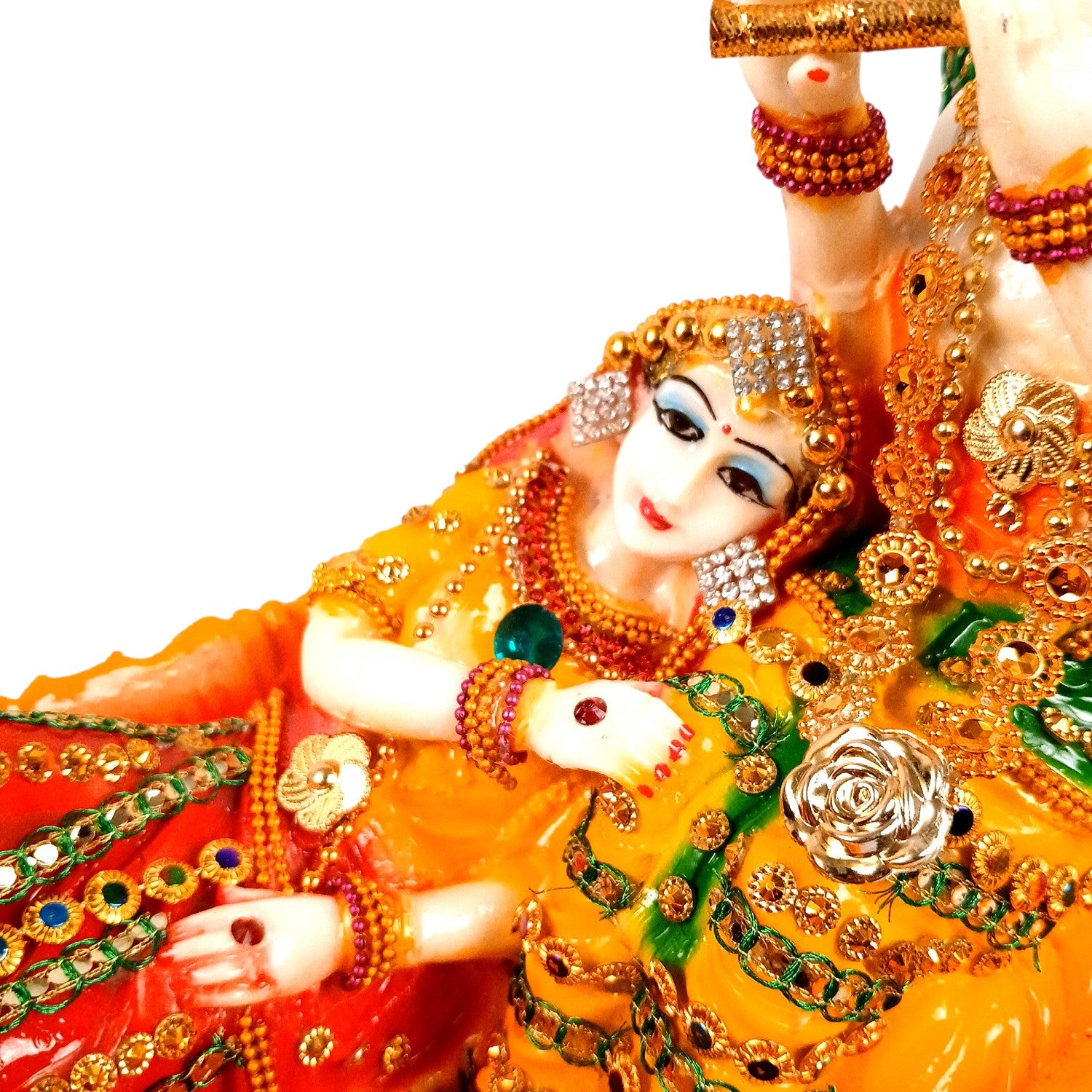 Radha Krishna Statue | Radhe Krishna Idol Sitting on Boat for Home, Pooja Room & Vastu | Religious Table Decor Showpiece & Diwali Gift - 12 Inch - Apkamart