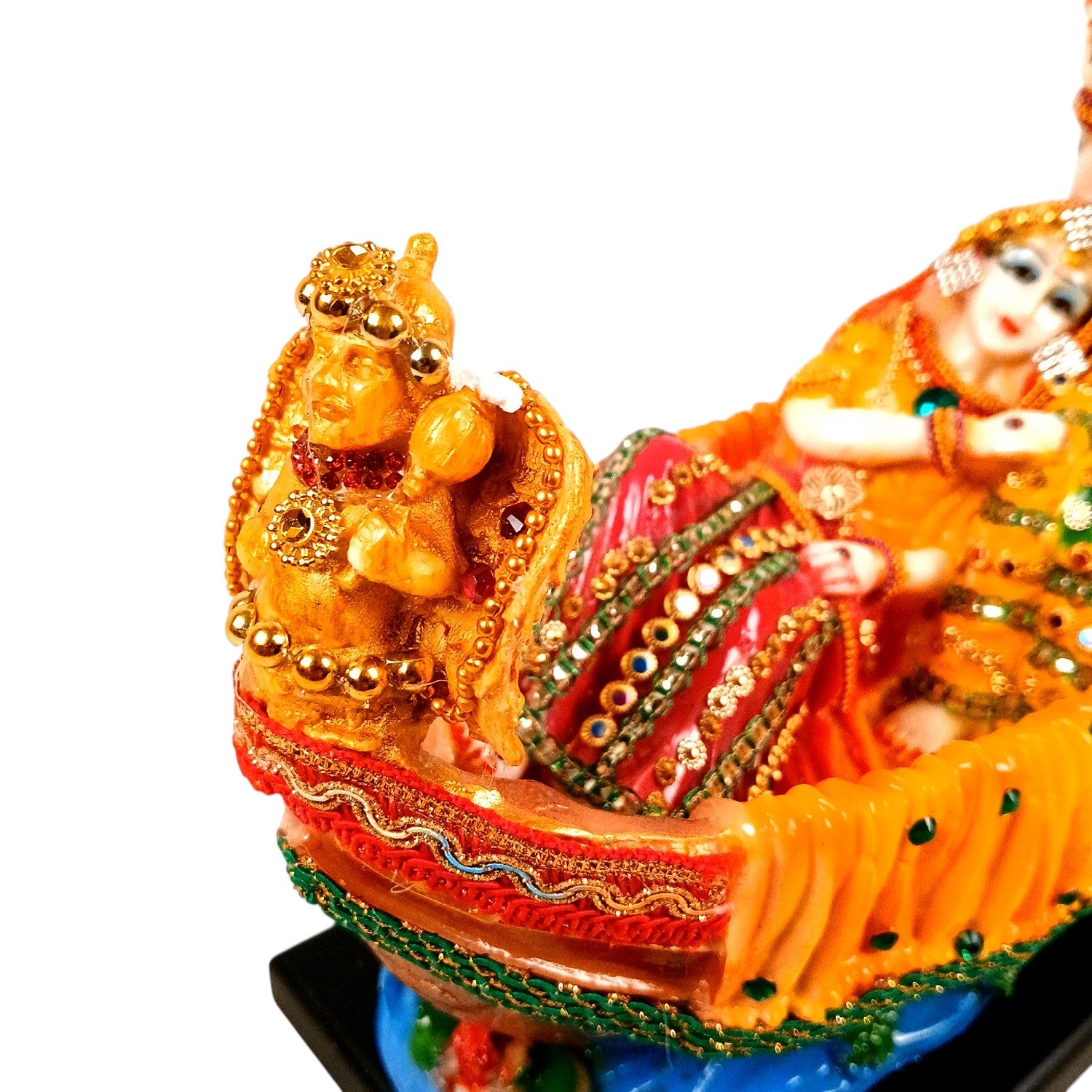 Radha Krishna Statue | Radhe Krishna Idol Sitting on Boat for Home, Pooja Room & Vastu | Religious Table Decor Showpiece & Diwali Gift - 12 Inch - Apkamart
