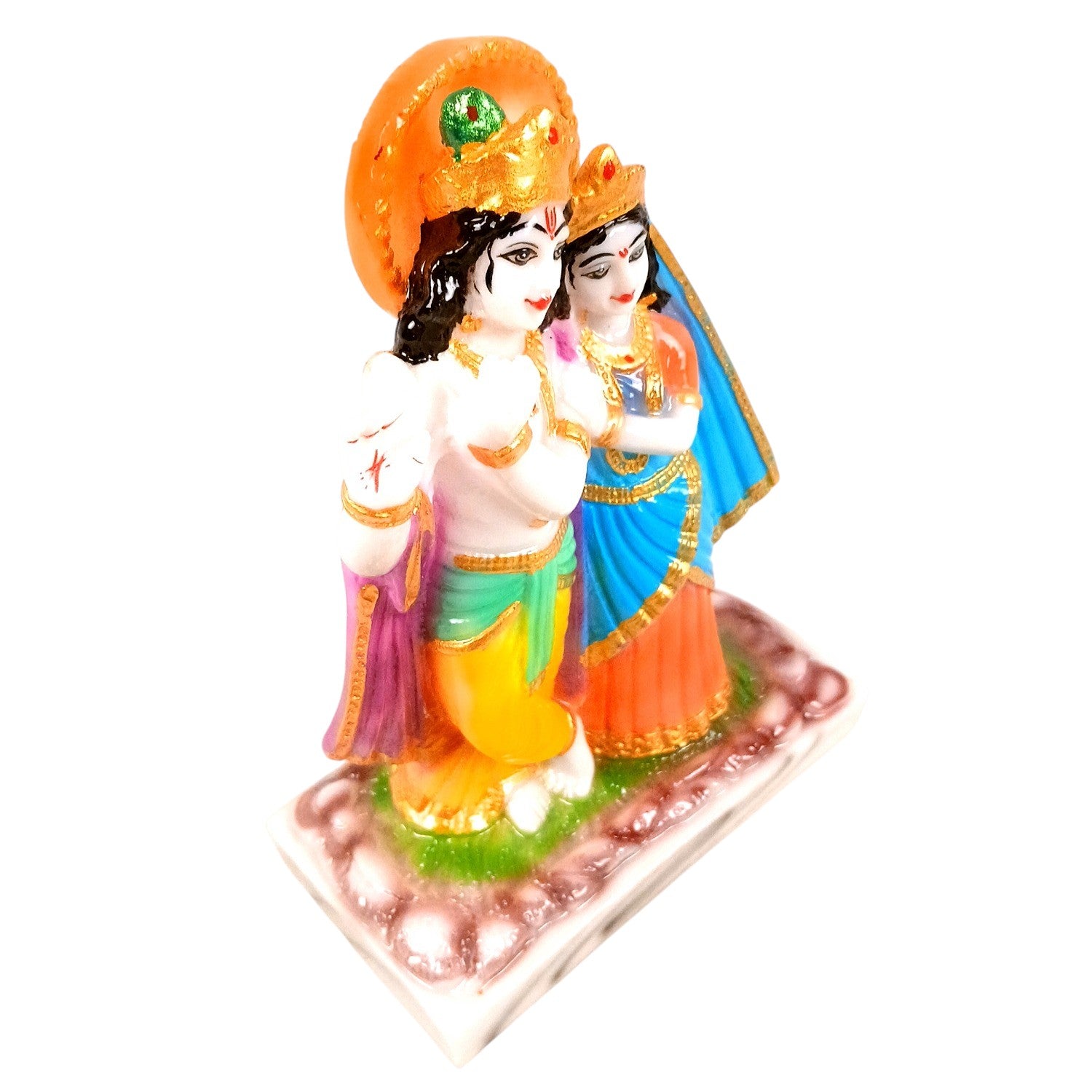 Radha Krishna Statue | Radhe Krishna Idol for Home, Pooja Room & Vastu | Religious Table Decor Showpiece & Diwali Gift | Housewarming, Festival Gifting - 8 Inch - Apkamart