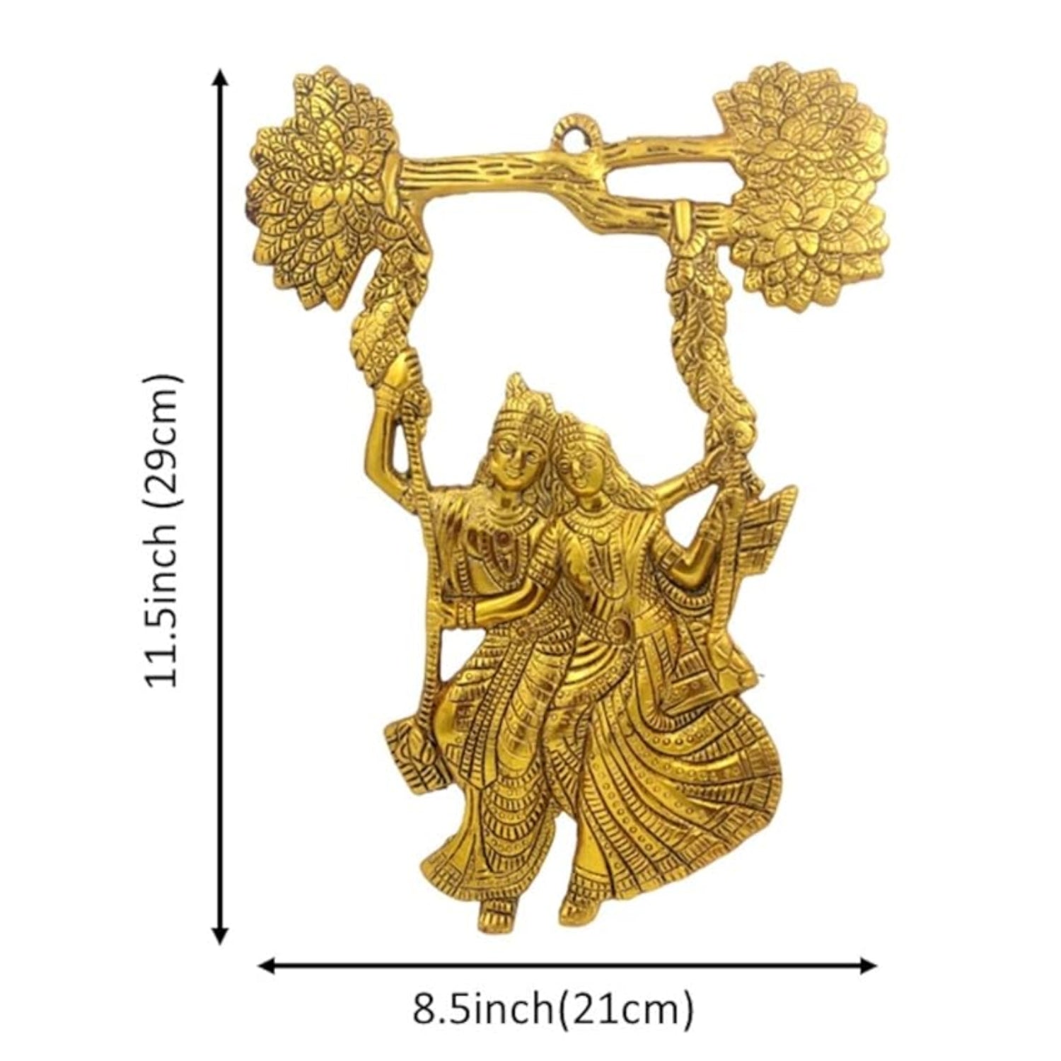 Radha Krishna Tree Jhula Wall Hanging Decorative Showpiece | Spiritual Hindu God Wall Decor for Home Temple Living Room | Religious Showpiece Gift Item - 11 Inch - Apkamart