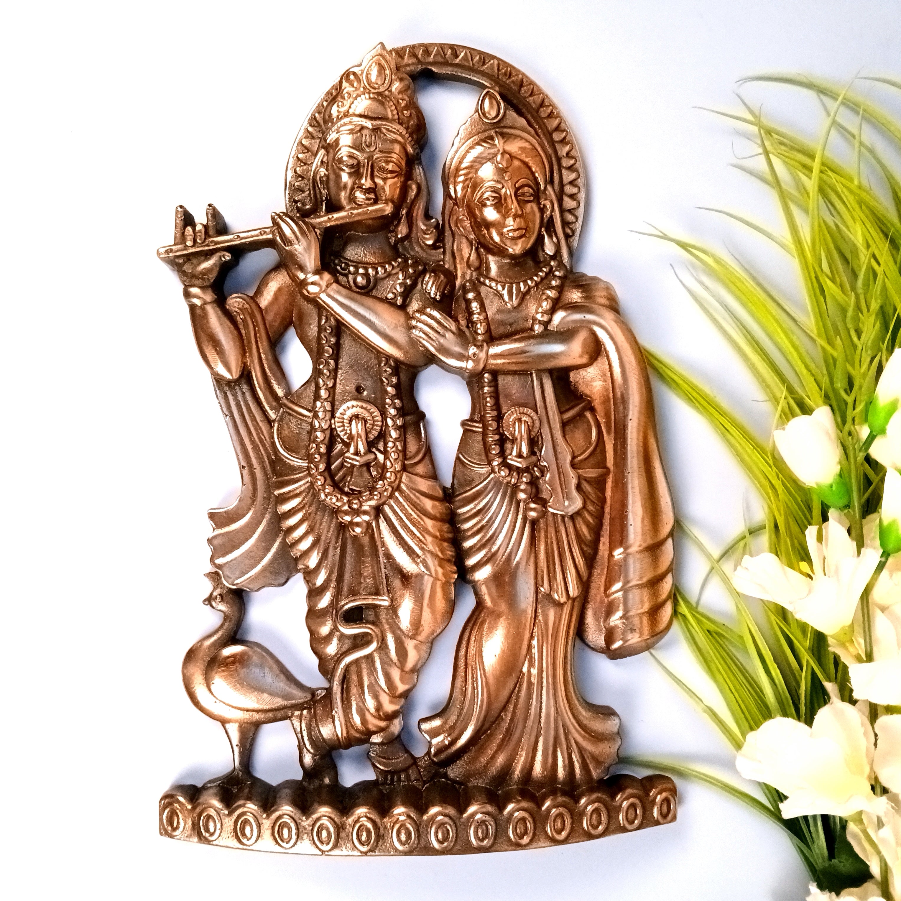 Radha Krishan Wall Hanging Showpiece | Idol for Home & Wall Decor | Spiritual Decoration Gift for Living Room, Bedroom & Festivals - 16 Inch - Apkamart