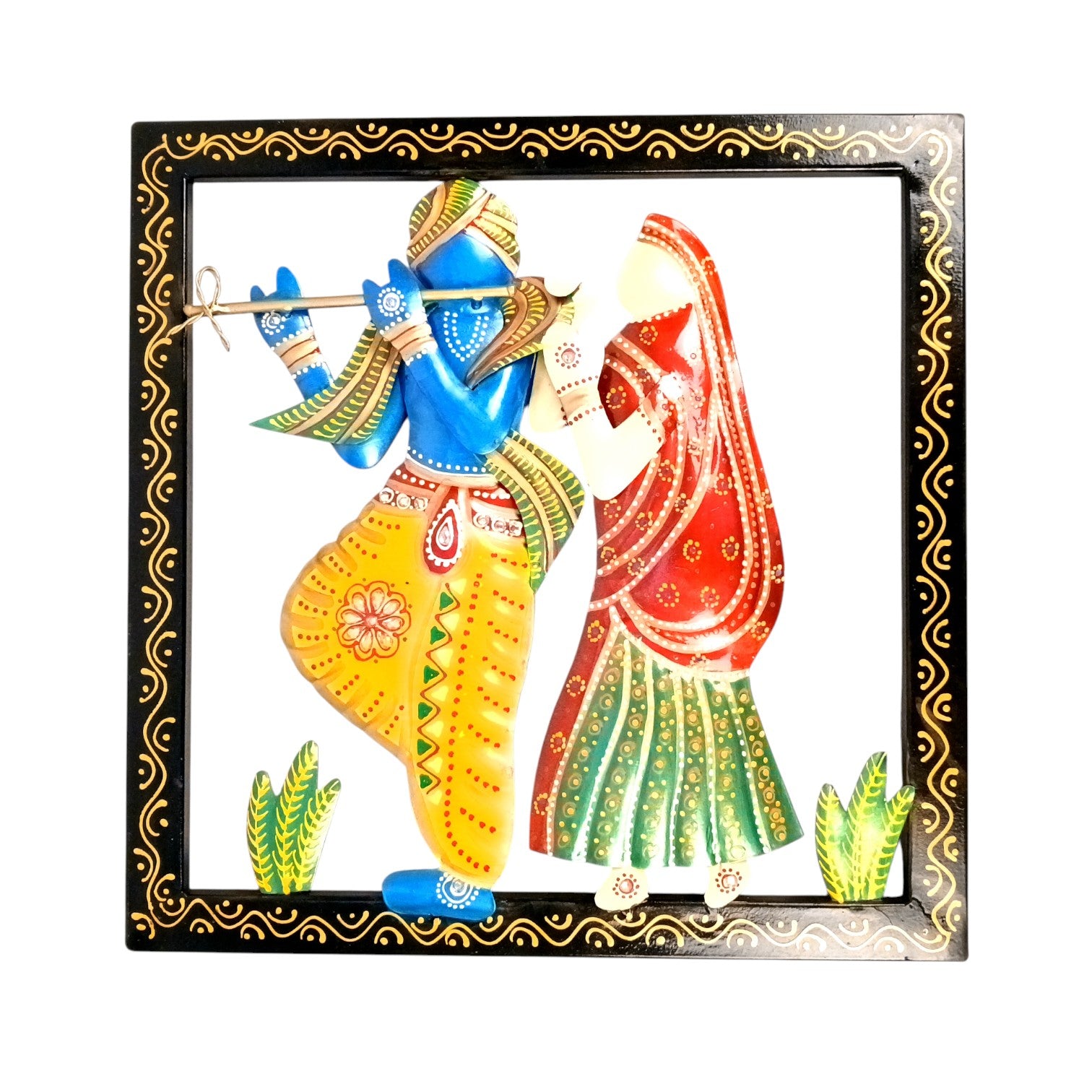 Radha Krishna Wall Hanging | Decorative Handcrafted Wall Art Showpiece | Wall Decor for Living Room, Entrance, Home & Office Decoration - 13 Inch - Apkamart
