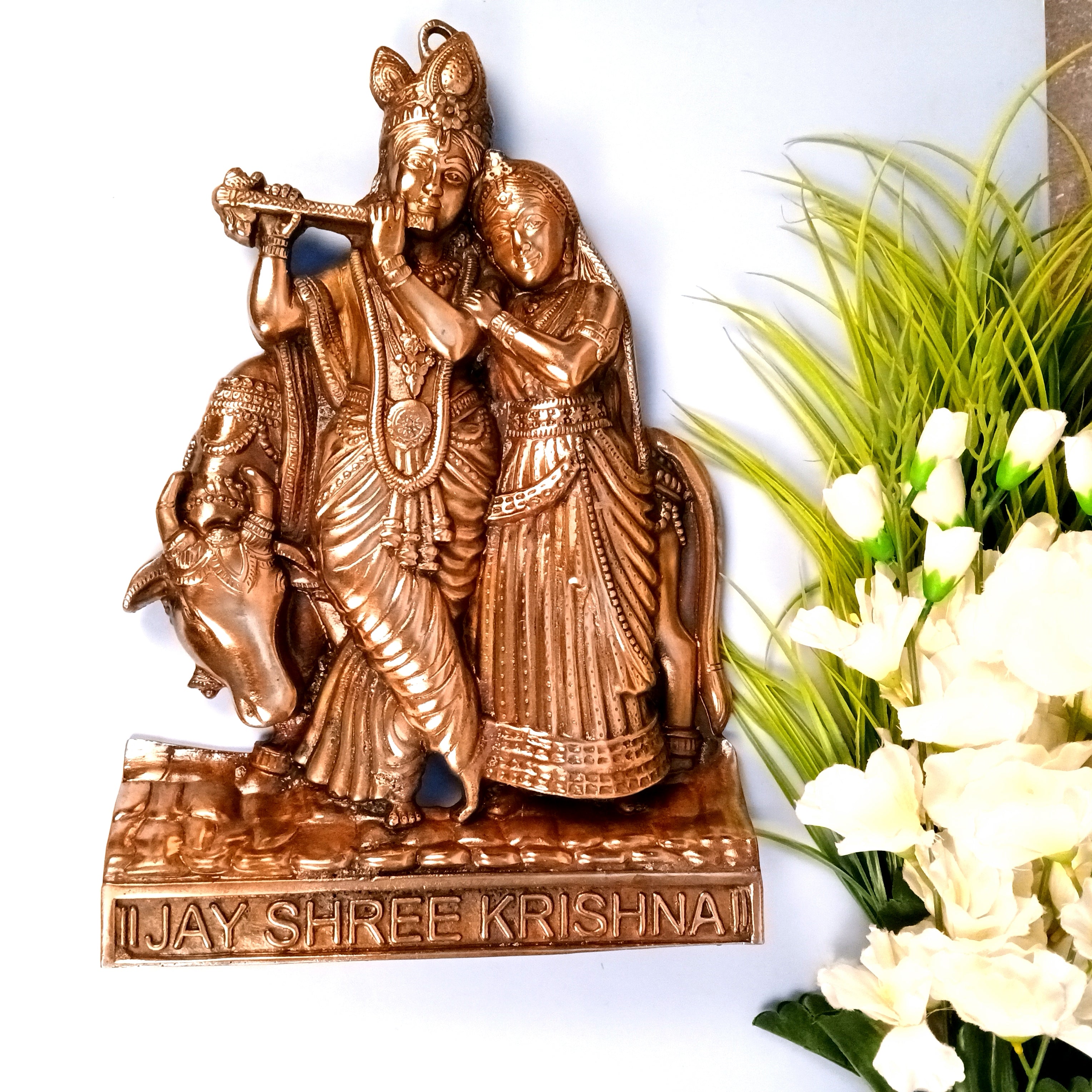 Radha Krishan Wall Hanging Showpiece | Idol for Home Decor | Tabletop & Wall Use | Spiritual Decoration Gift for Living Room, Bedroom & Festivals - 19 Inch - Apkamart