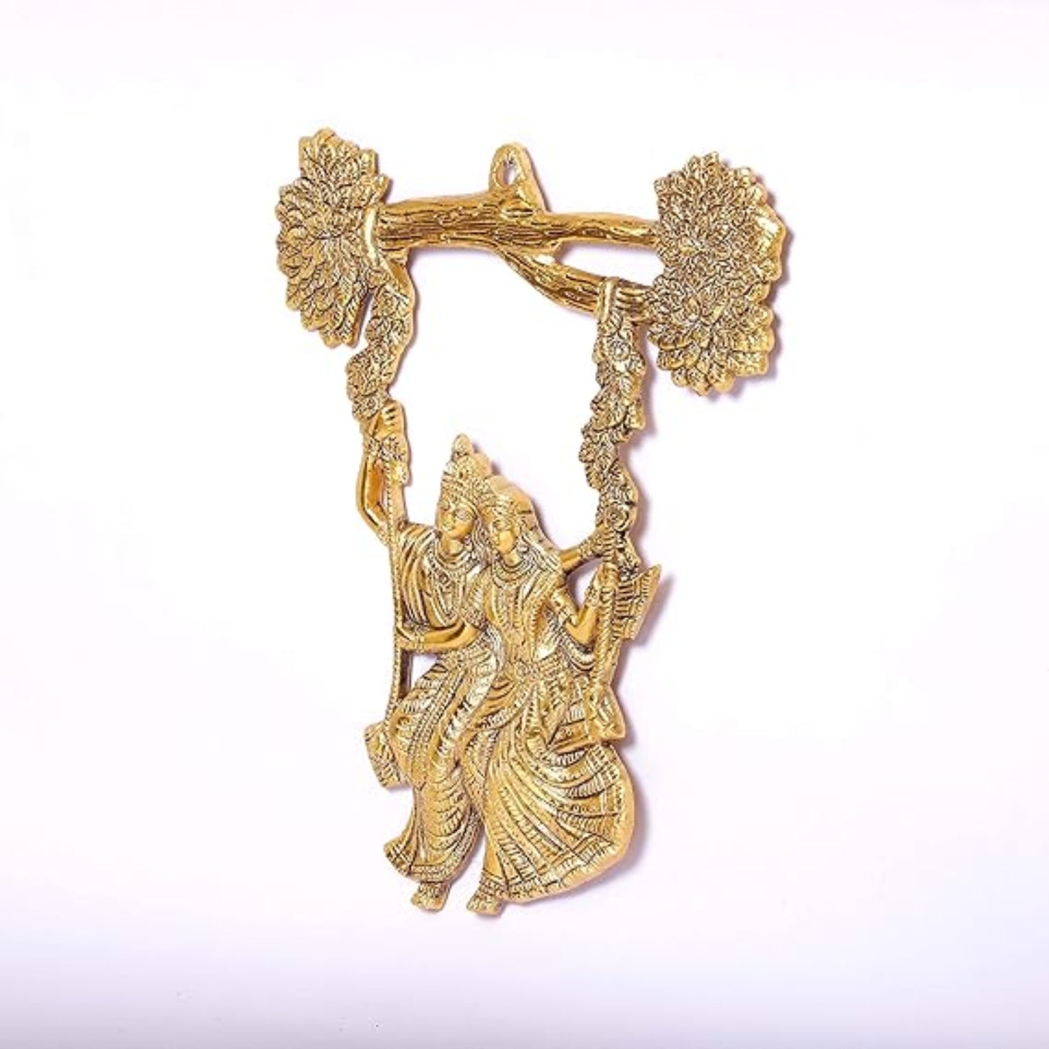 Radha Krishna Tree Jhula Wall Hanging Decorative Showpiece | Spiritual Hindu God Wall Decor for Home Temple Living Room | Religious Showpiece Gift Item - 11 Inch - Apkamart
