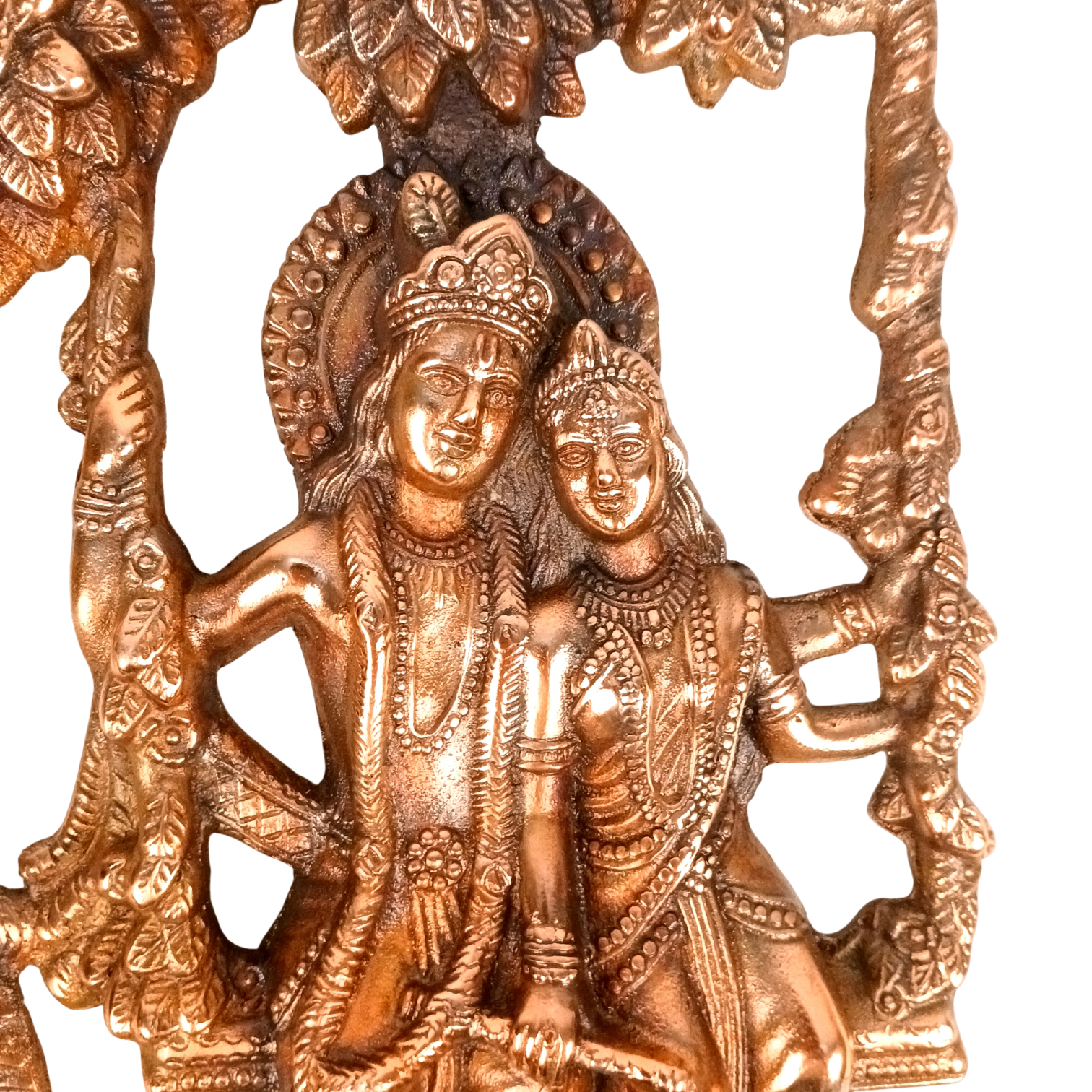 Radha Krishna Wall Hanging – Decorative Metal Wall Art in Antique Finish for Home, Temple & Living Room Decor | Traditional Hindu God Wall Hanging for Puja Room - 15 Inch