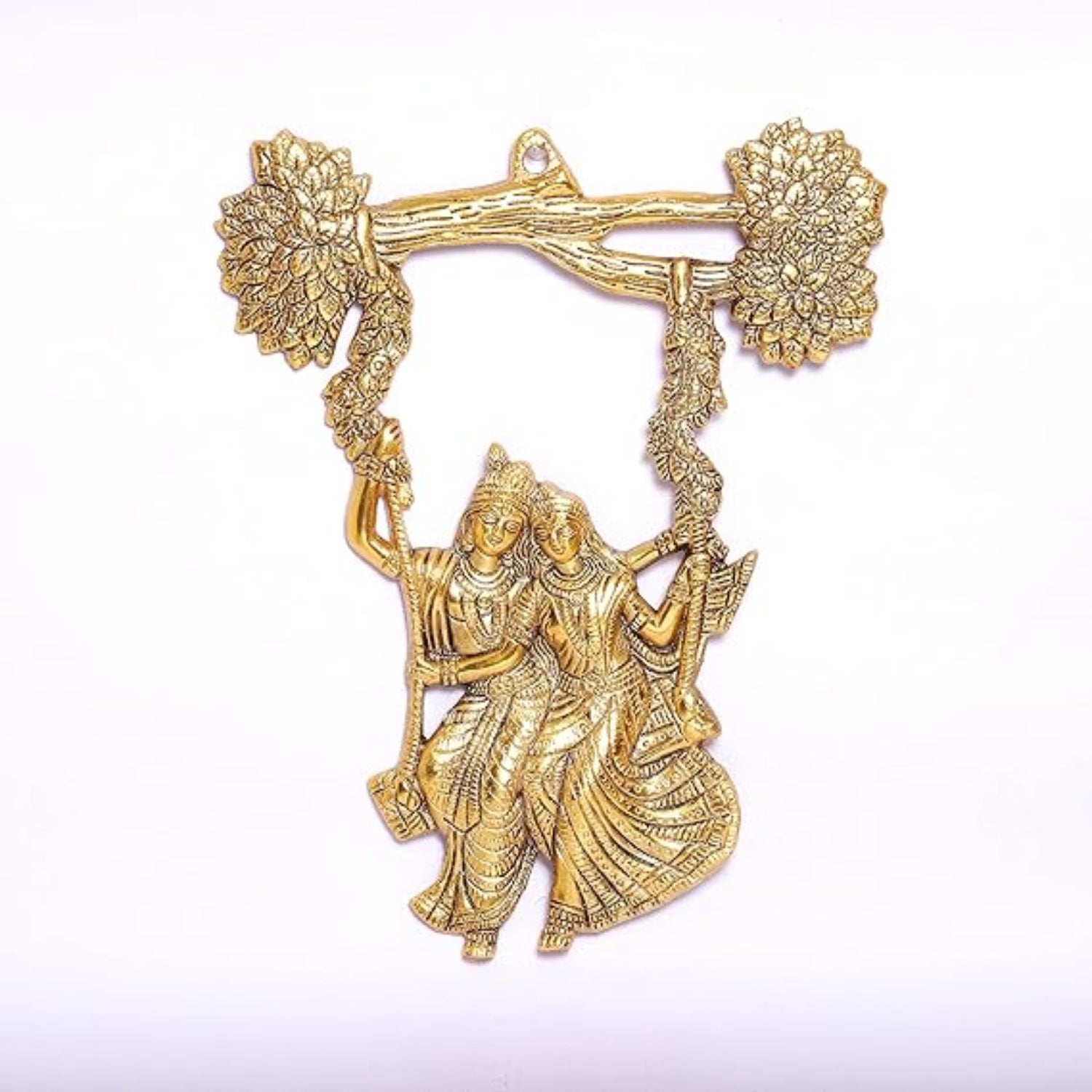 Radha Krishna Tree Jhula Wall Hanging Decorative Showpiece | Spiritual Hindu God Wall Decor for Home Temple Living Room | Religious Showpiece Gift Item - 11 Inch - Apkamart