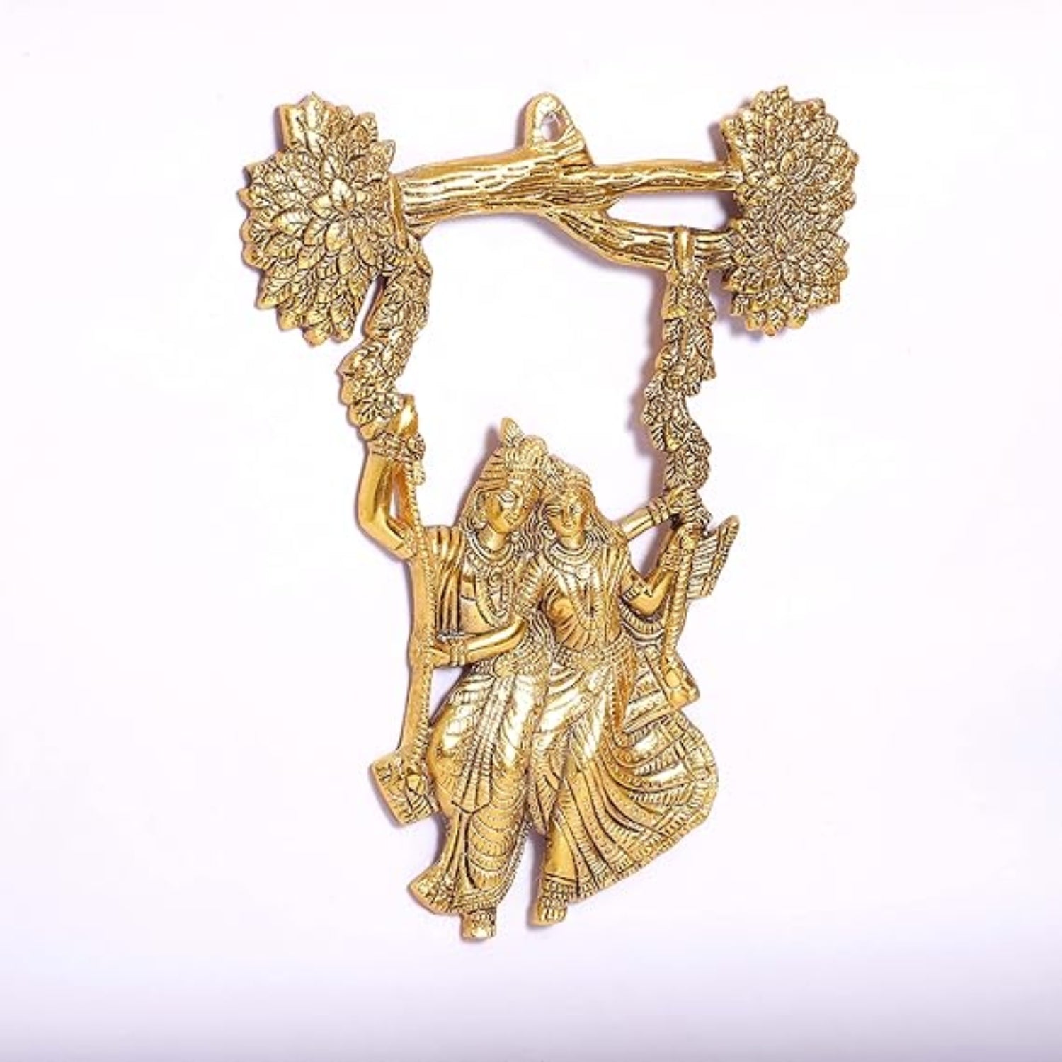 Radha Krishna Tree Jhula Wall Hanging Decorative Showpiece | Spiritual Hindu God Wall Decor for Home Temple Living Room | Religious Showpiece Gift Item - 11 Inch - Apkamart