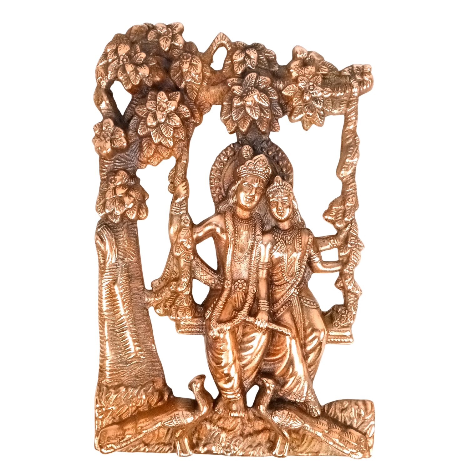 Radha Krishna Wall Hanging – Decorative Metal Wall Art in Antique Finish for Home, Temple & Living Room Decor | Traditional Hindu God Wall Hanging for Puja Room - 15 Inch - Apkamart