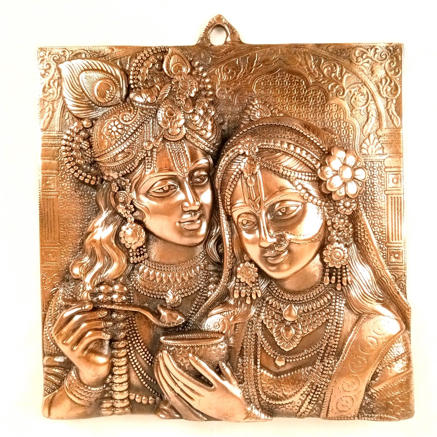 Radha Krishna Wall Hanging | Decorative Metal Wall Art Showpiece for Home Decoration | Lord Krishna Murti Wall Décor for Living Room, Bedroom, Mandir & Gifts - 17 Inch - Apkamart