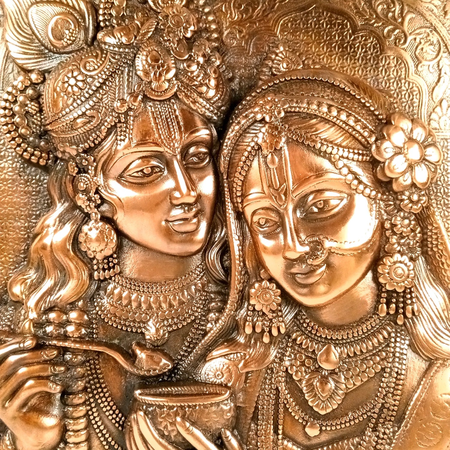 Radha Krishna Wall Hanging | Decorative Metal Wall Art Showpiece for Home Decoration | Lord Krishna Murti Wall Décor for Living Room, Bedroom, Mandir & Gifts - 17 Inch - Apkamart