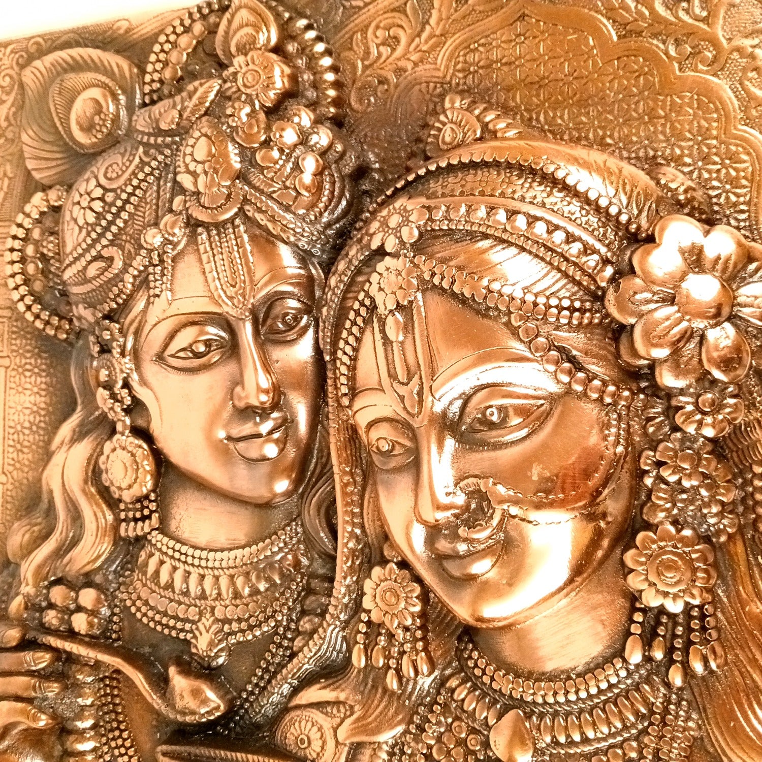 Radha Krishna Wall Hanging | Decorative Metal Wall Art Showpiece for Home Decoration | Lord Krishna Murti Wall Décor for Living Room, Bedroom, Mandir & Gifts - 17 Inch - Apkamart
