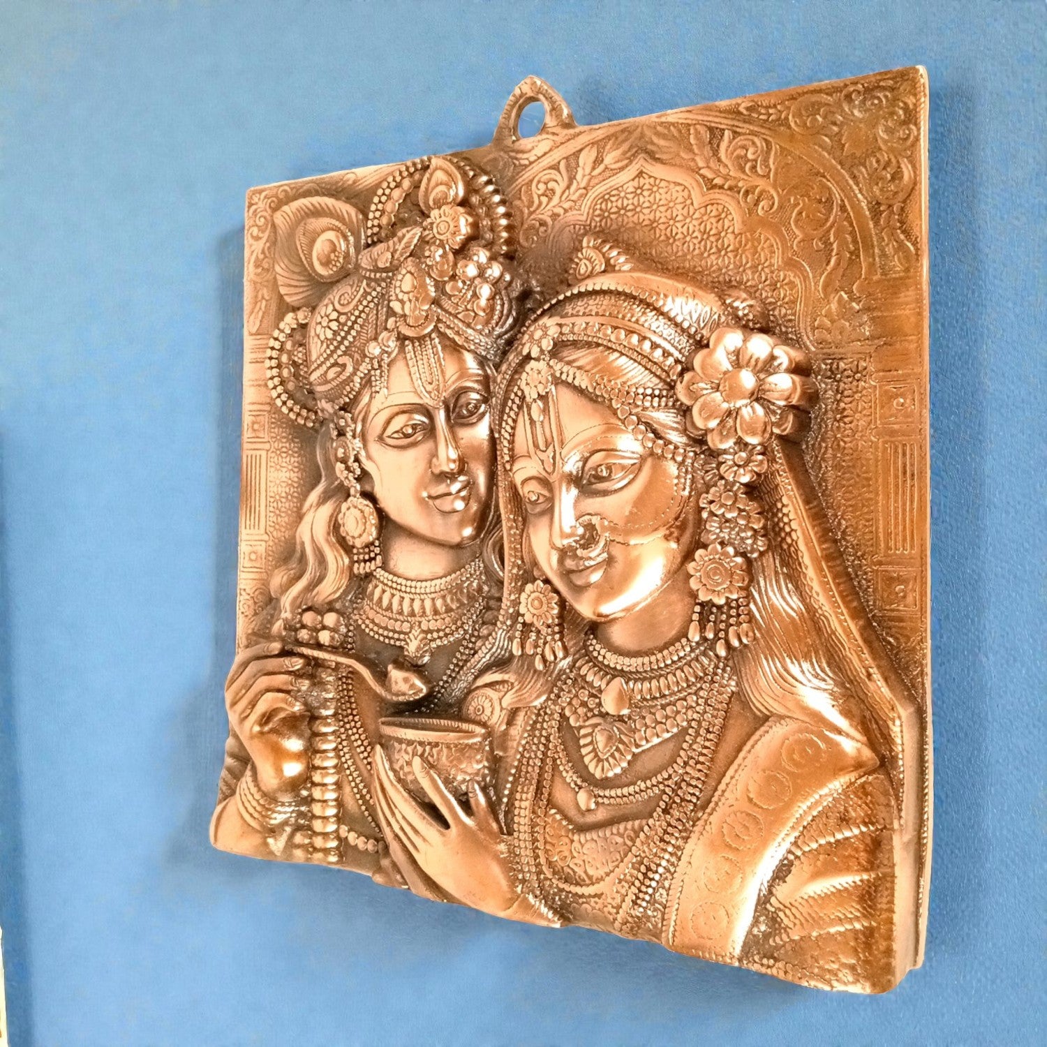 Radha Krishna Wall Hanging | Decorative Metal Wall Art Showpiece for Home Decoration | Lord Krishna Murti Wall Décor for Living Room, Bedroom, Mandir & Gifts - 17 Inch - Apkamart