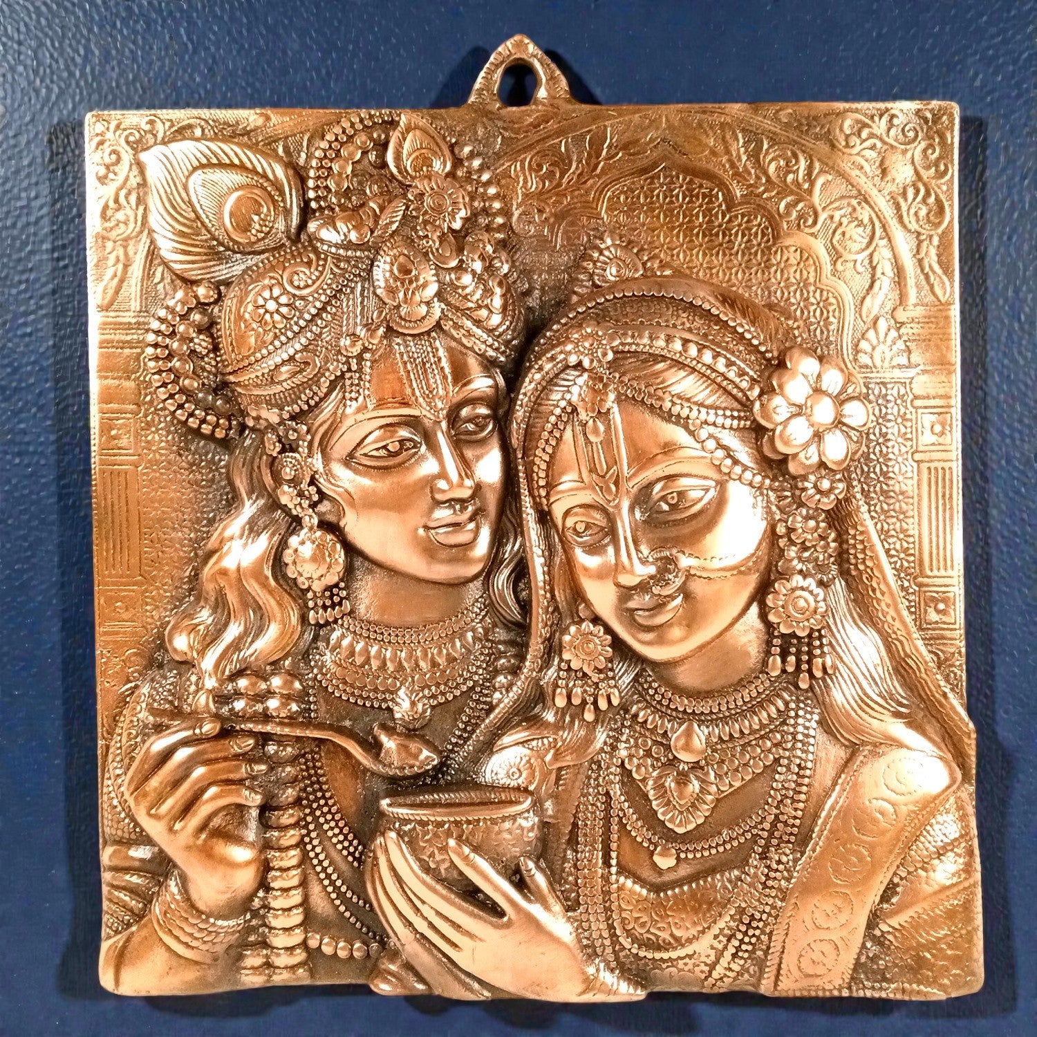 Radha Krishna Wall Hanging | Decorative Metal Wall Art Showpiece for Home Decoration | Lord Krishna Murti Wall Décor for Living Room, Bedroom, Mandir & Gifts - 17 Inch - Apkamart