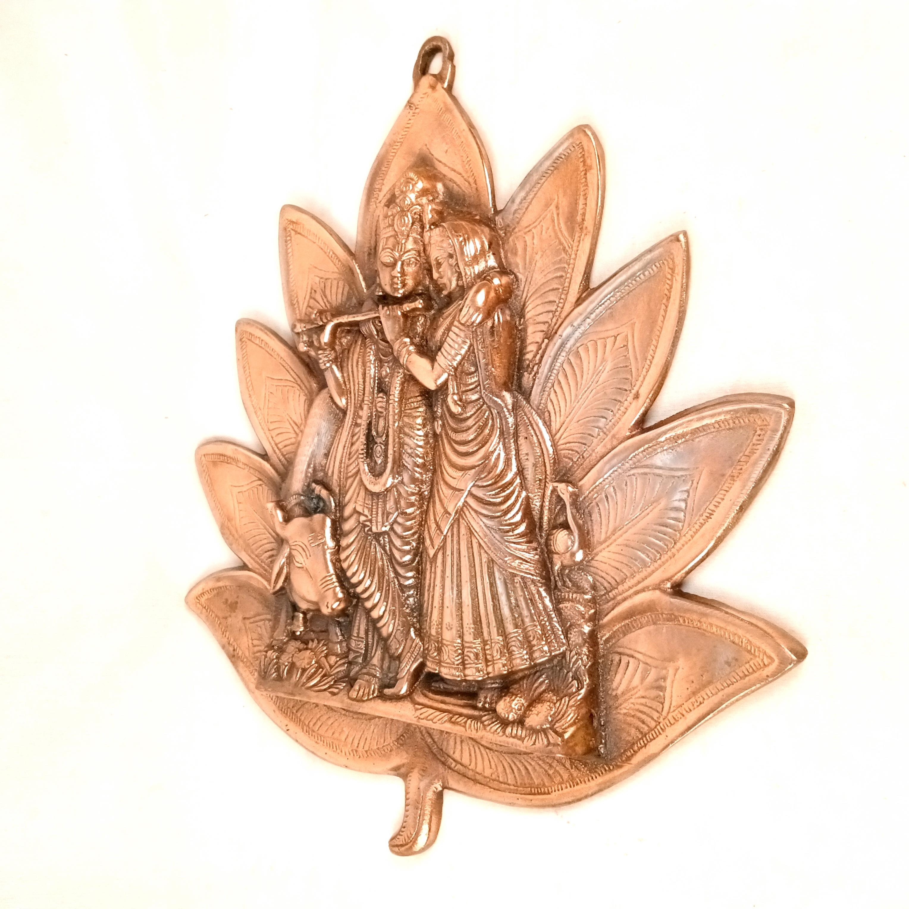 Radha Krishna Wall Hanging | Shri Radhe Krishna Metal Idol Playing Flute | Religious Wall Decor for Home, Pooja Room, Living Room & Office | Auspicious Gift - 16 Inch - Apkamart