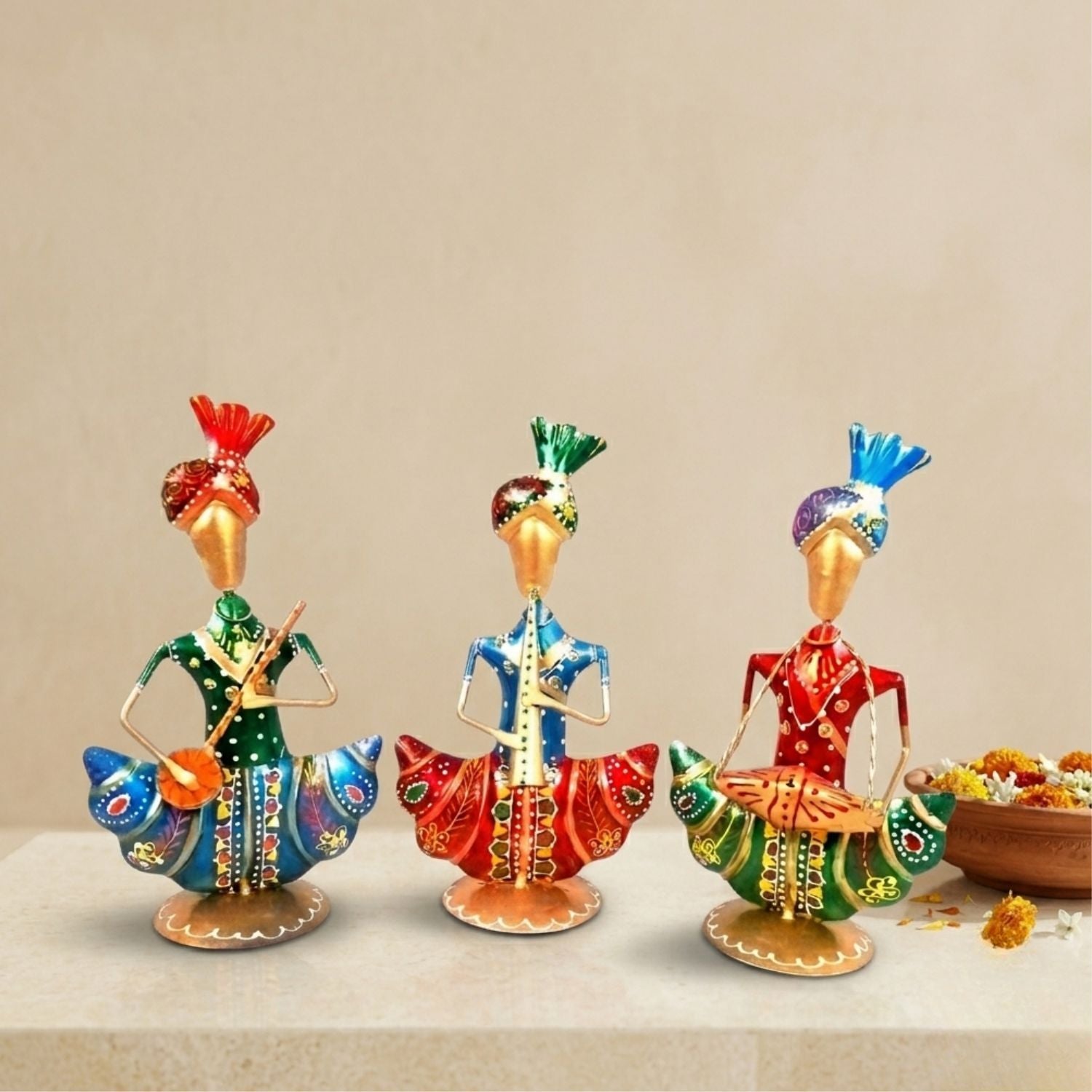 Rajasthani Musician Showpiece Figurine (Set of 3) – 9 Inch - ApkaMart