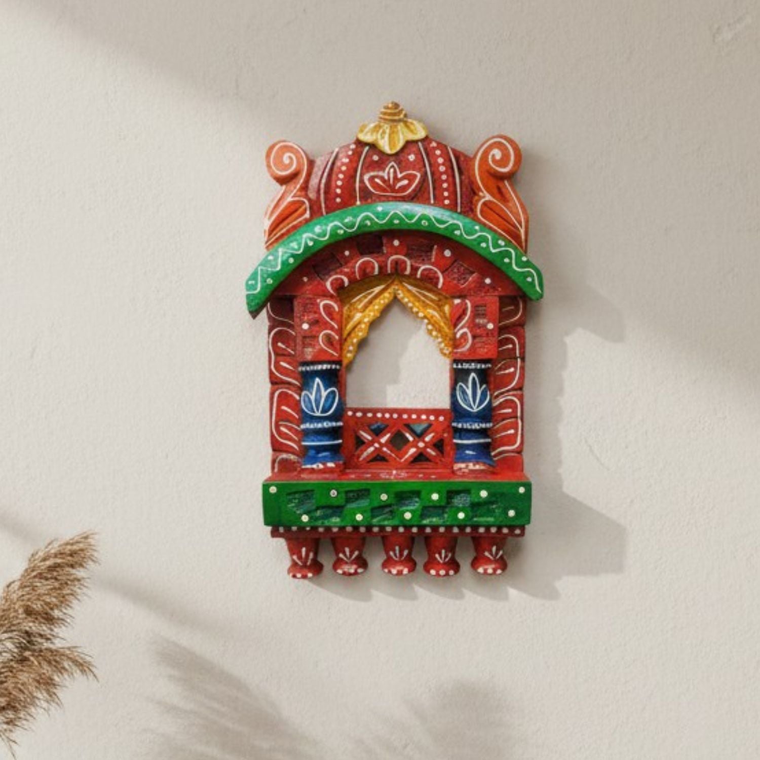 Wooden Jharokha Window Wall Hanging -Rajasthani Decor - 10 Inch-ApkaMart