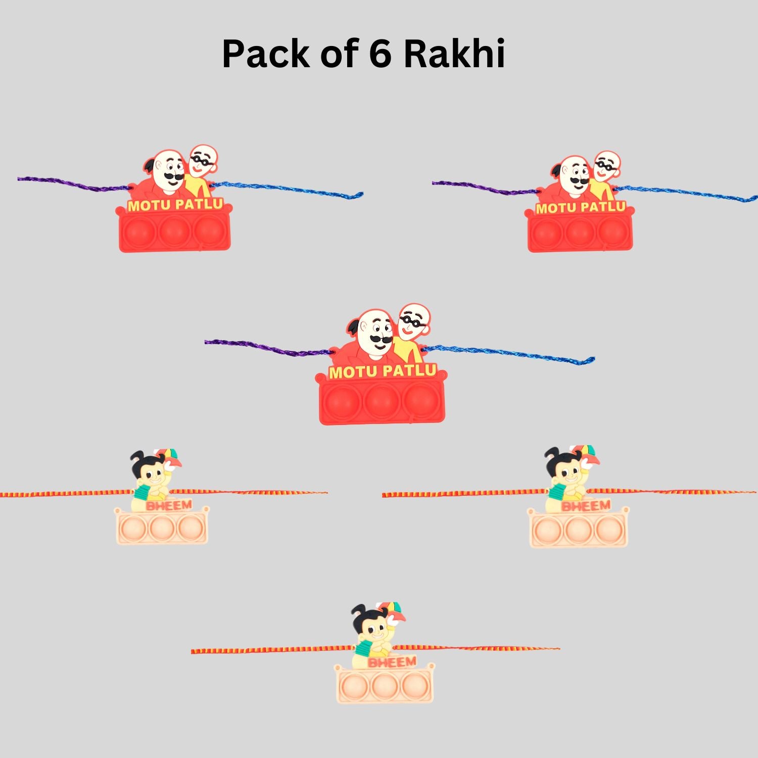 Rakhi Motu Patlu & Chota Bheem Design | Rakhi Combo for Kids & Children - Apkamart #Style_Pack of 6