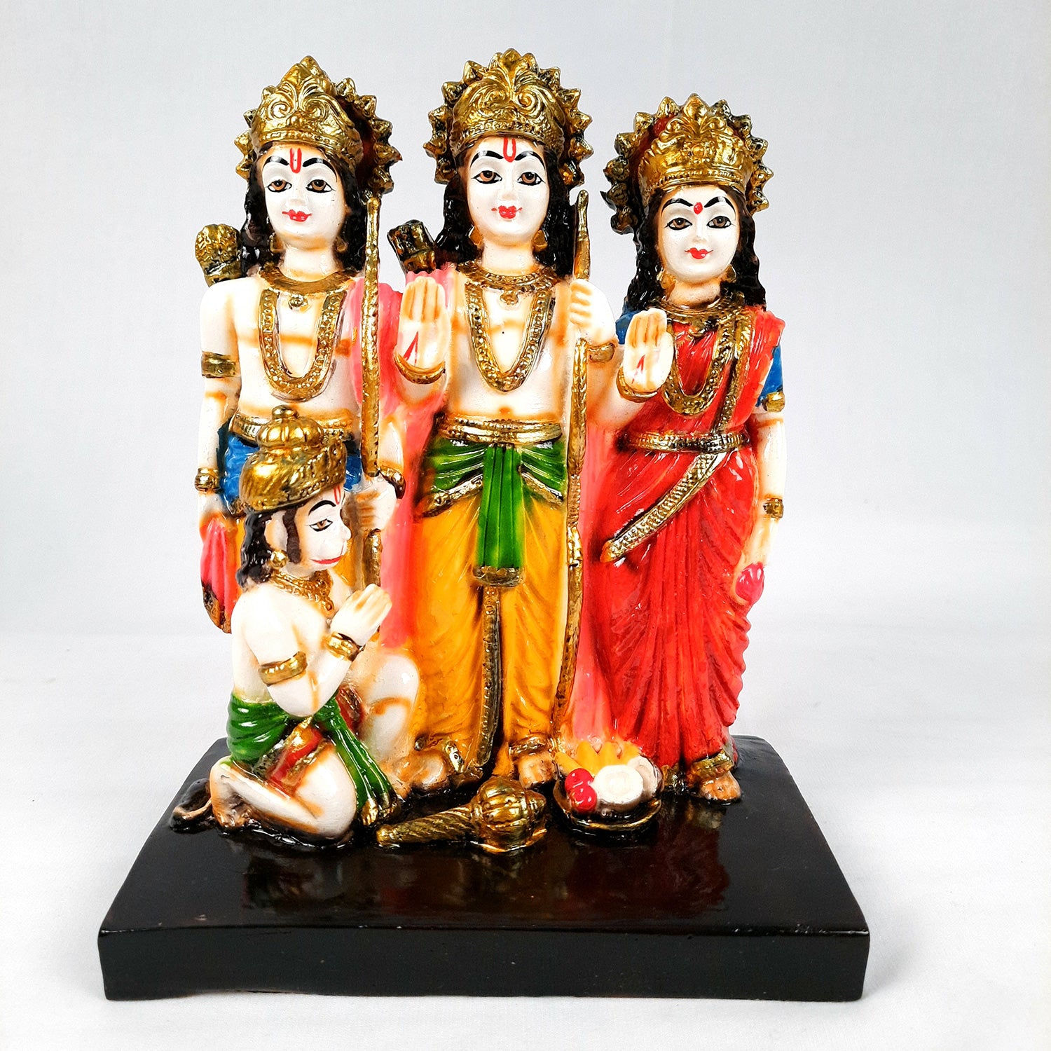 Ram Darbar with Ram, Laxman, Sita and Hanuman Idol Statue | Shree Ram Parivar Murti - For Pooja Room, Home, Temple, Puja, Decor & Gifts - 8 Inch - Apkamart #Style_Design 1