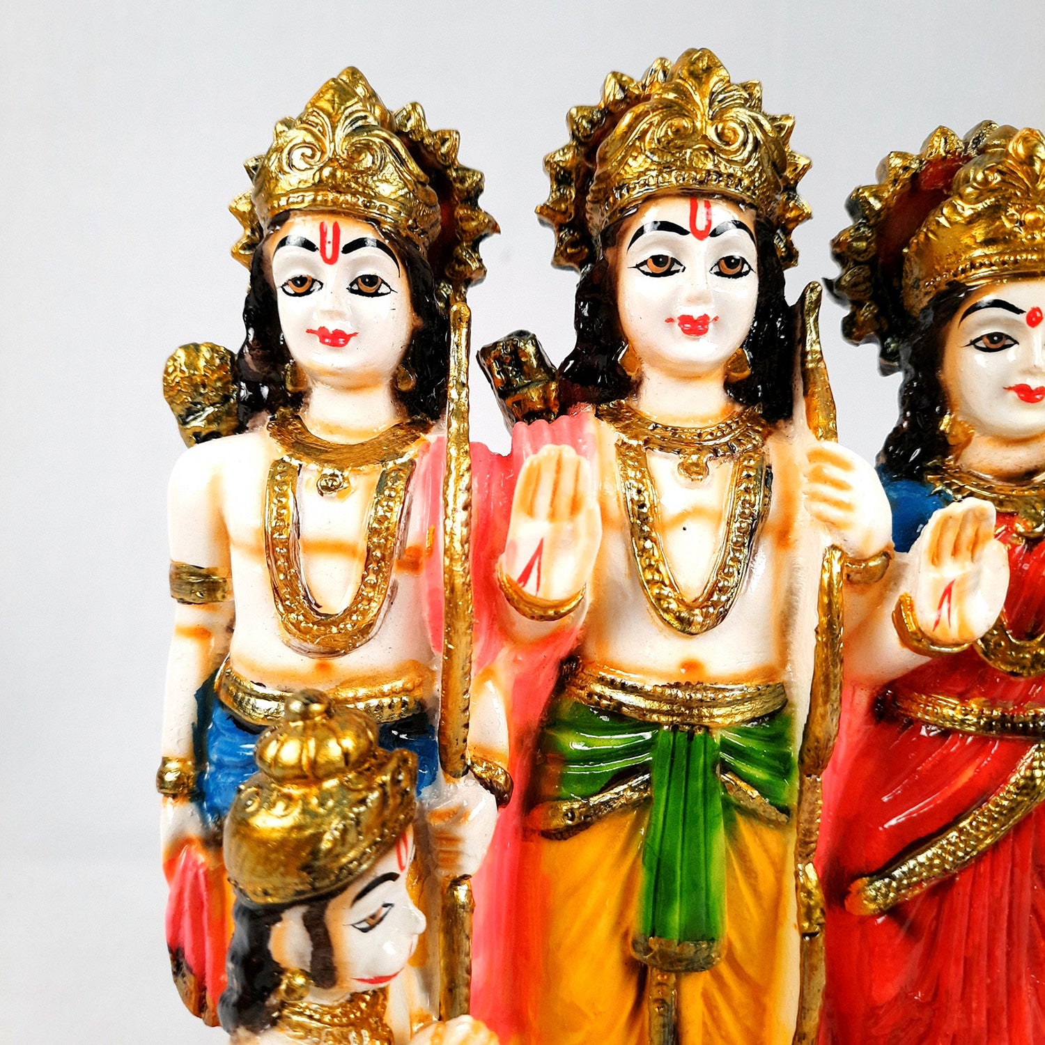 Ram Darbar with Ram, Laxman, Sita and Hanuman Idol Statue | Shree Ram Parivar Murti - For Pooja Room, Home, Temple, Puja, Decor & Gifts - 8 Inch - Apkamart #Style_Design 1