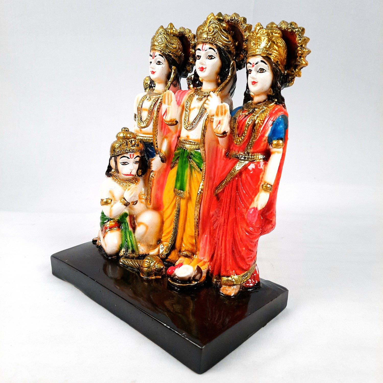 Ram Darbar with Ram, Laxman, Sita and Hanuman Idol Statue | Shree Ram Parivar Murti - For Pooja Room, Home, Temple, Puja, Decor & Gifts - 8 Inch - Apkamart #Style_Design 1