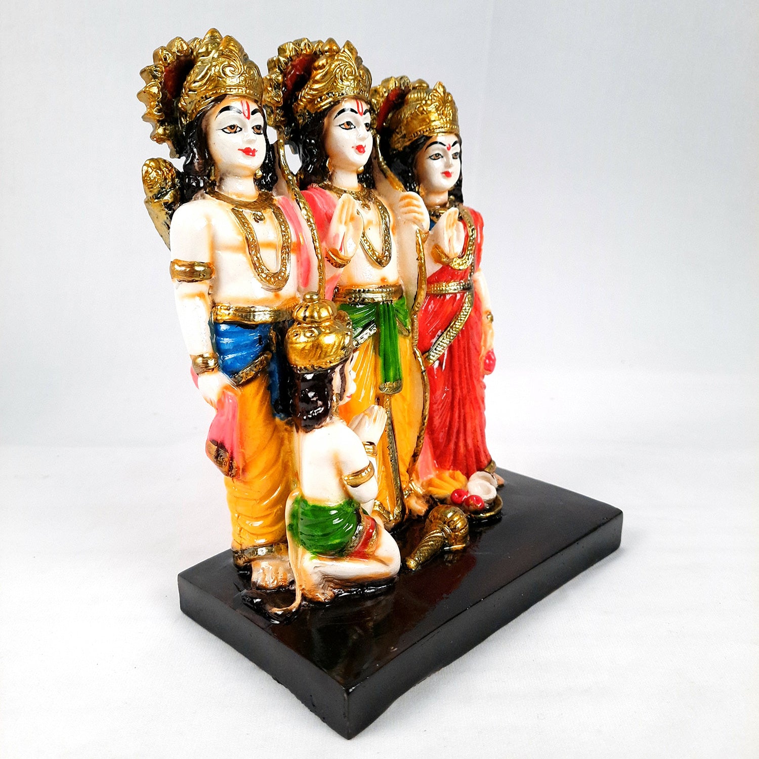 Ram Darbar with Ram, Laxman, Sita and Hanuman Idol Statue | Shree Ram Parivar Murti - For Pooja Room, Home, Temple, Puja, Decor & Gifts - 8 Inch - Apkamart #Style_Design 1