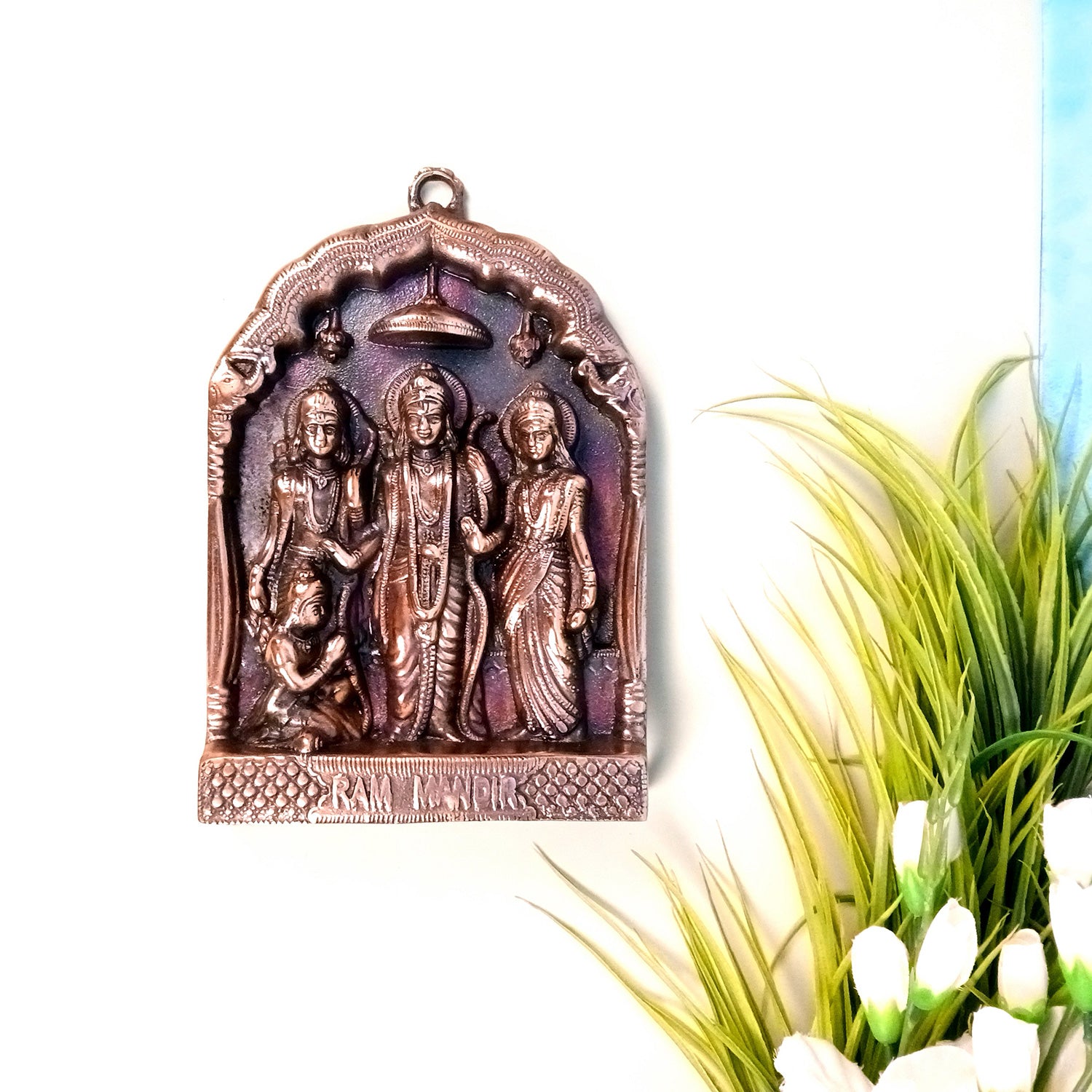 Ram Darbar Wall Hanging | Shri Ram, Sita, Laxman With Hanuman Wall Idol - for Puja Room, Home, Office & Gifts - 11 Inch - Apkamart