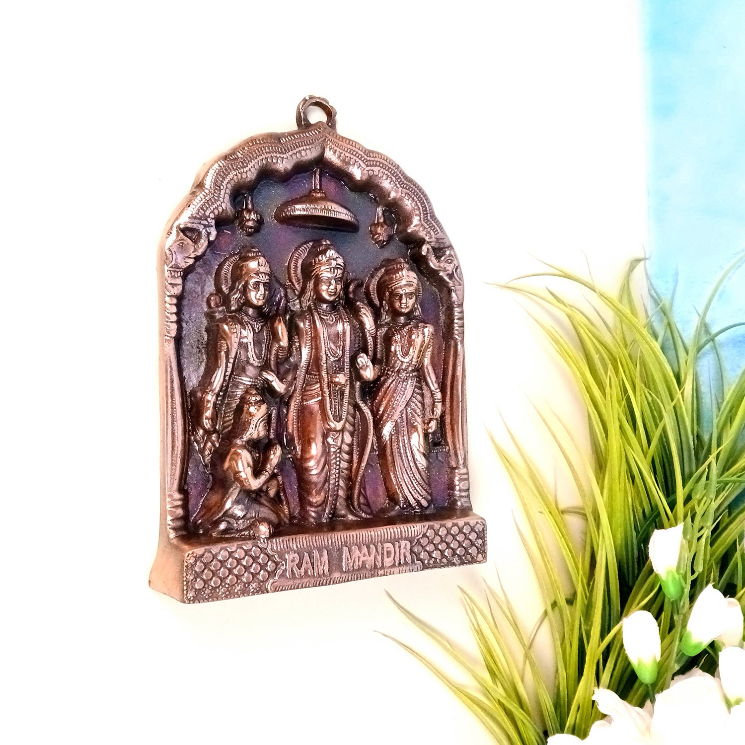 Ram Darbar Wall Hanging | Shri Ram, Sita, Laxman With Hanuman Wall Idol - for Puja Room, Home, Office & Gifts - 11 Inch - Apkamart