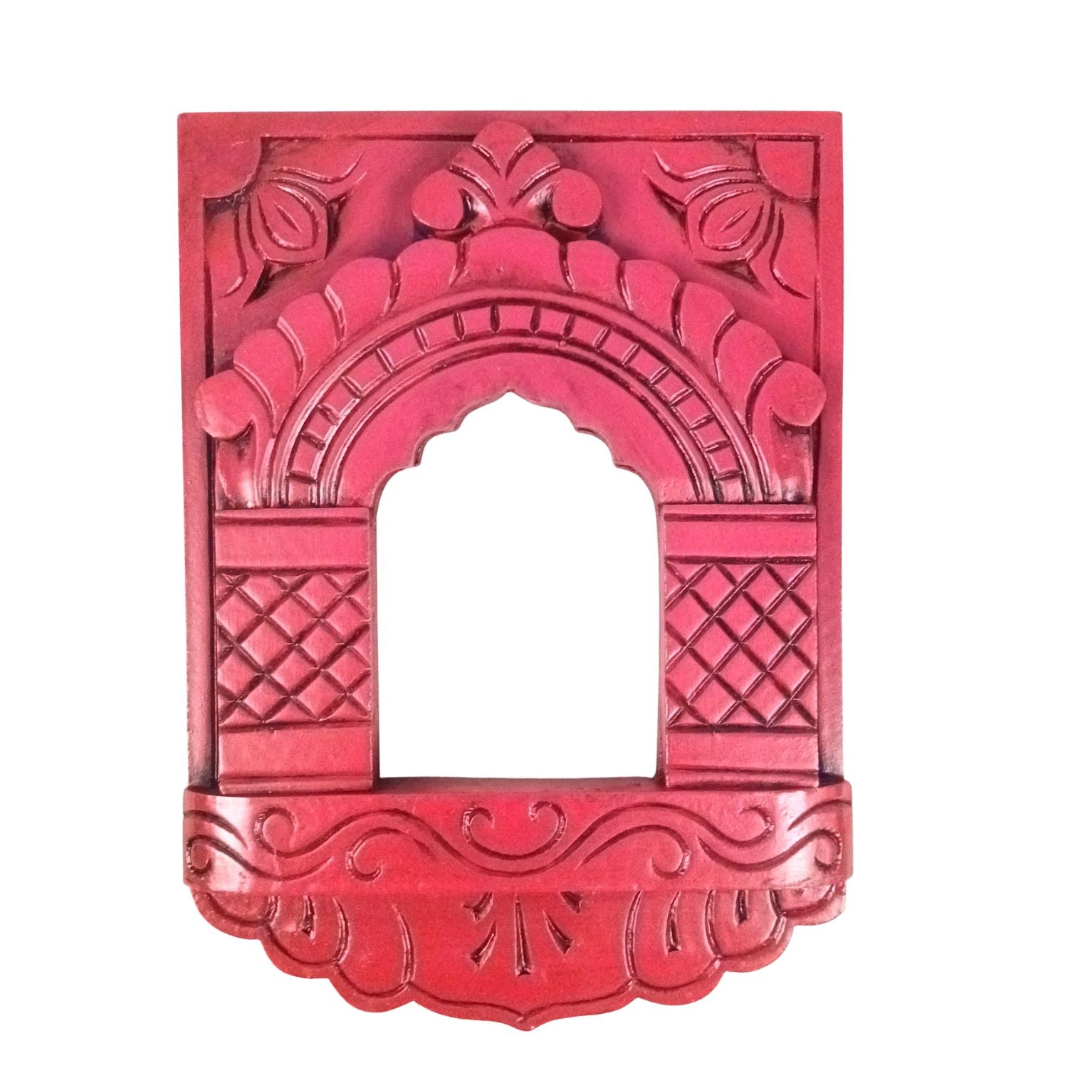 Wooden Jharokha Frame | Rajasthani Wall Decor - 11 inch-Apkamart
