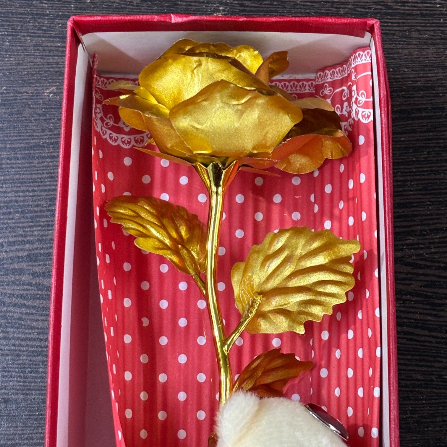 Artificial Golden Rose Flower With Teddy | Valentine Gift for Girlfriend, Wife & Loved Ones | Decorative Rose for Anniversary, Valentine, Birthday & Romantic Gift - 13 Inch - Apkamart