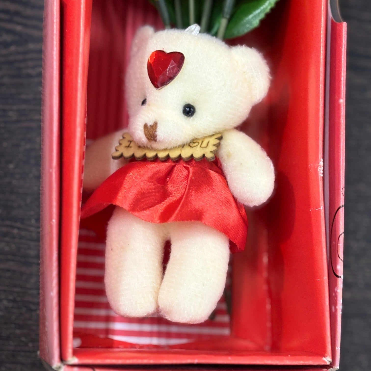 Artificial Red Rose with Teddy Bear | Valentine Gift Combo for Girlfriend, Wife & Loved Ones | Romantic Soft Toy & Rose Gift Set for Birthday & Anniversary - 11 Inch - Apkamart