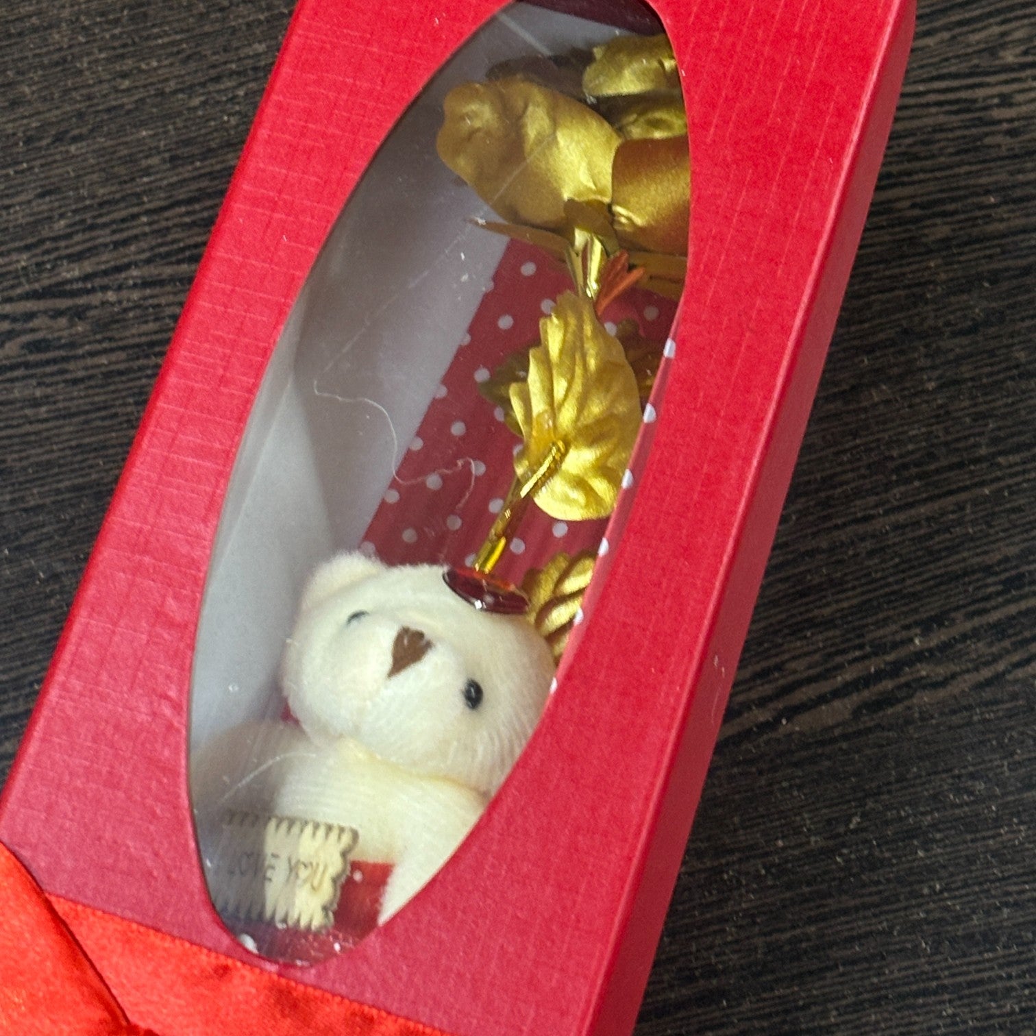 Artificial Golden Rose Flower With Teddy | Valentine Gift for Girlfriend, Wife & Loved Ones | Decorative Rose for Anniversary, Valentine, Birthday & Romantic Gift - 13 Inch - Apkamart